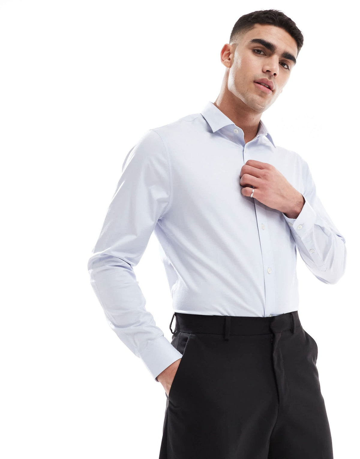 ASOS DESIGN formal easy iron regular shirt in light blue - ASOS Sample Sale