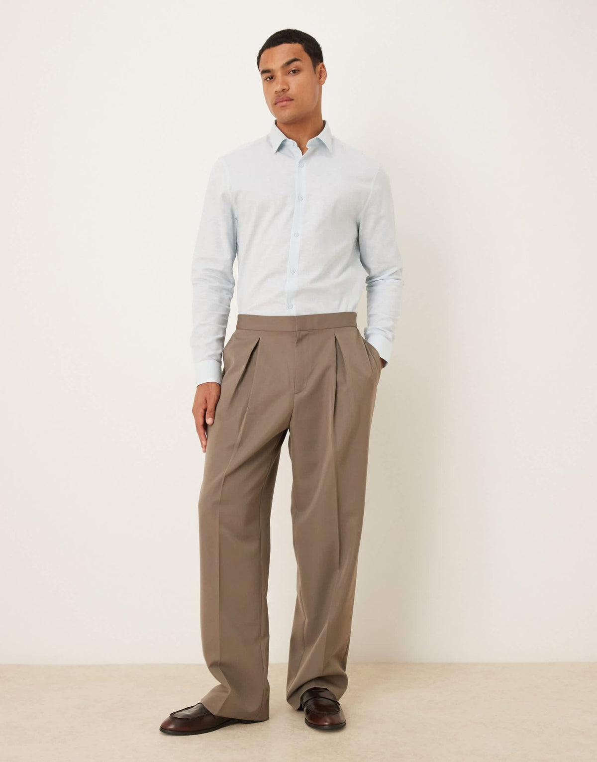 ASOS DESIGN formal linen blend regular shirt in blue - ASOS Sample Sale