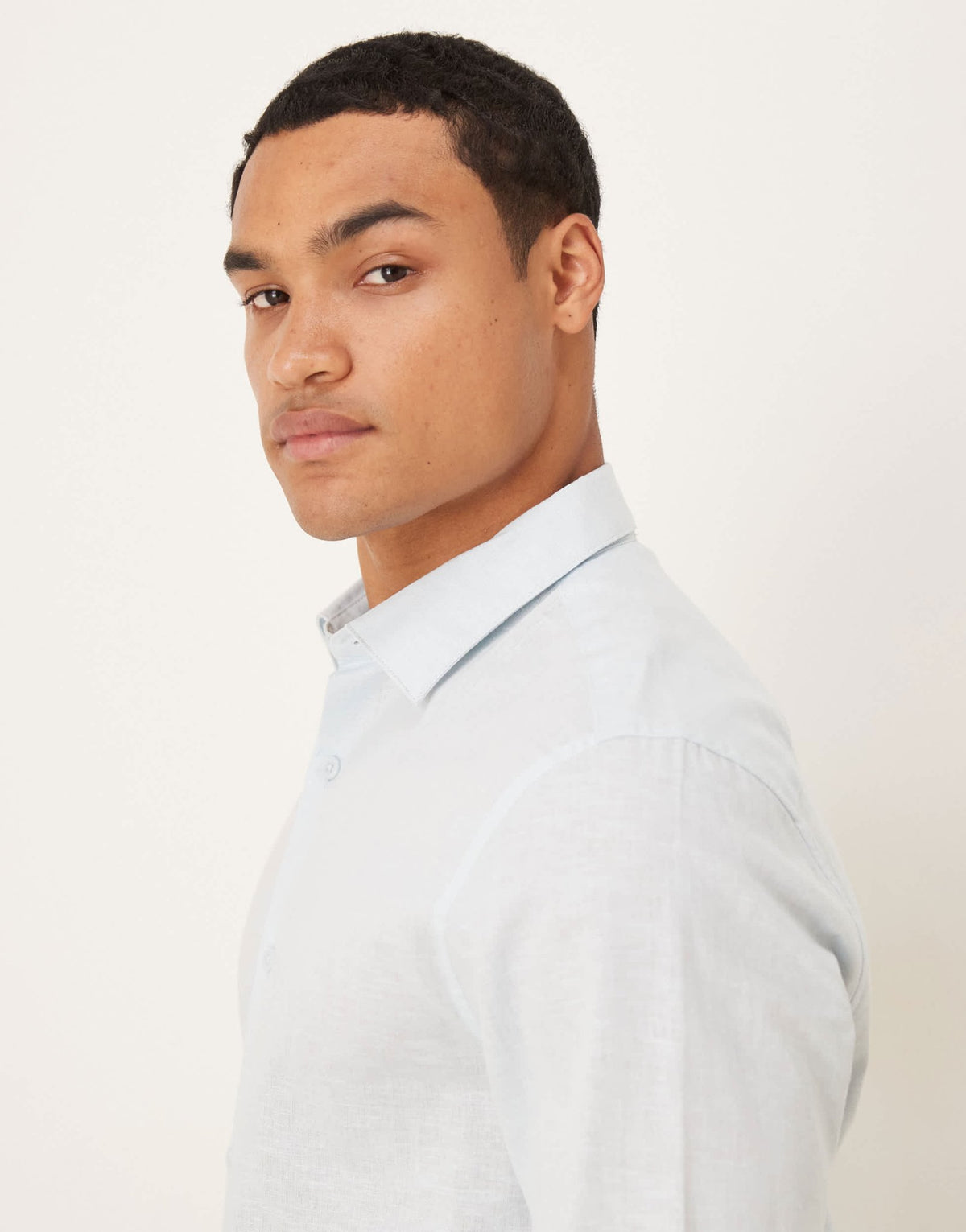 ASOS DESIGN formal linen blend regular shirt in blue - ASOS Sample Sale