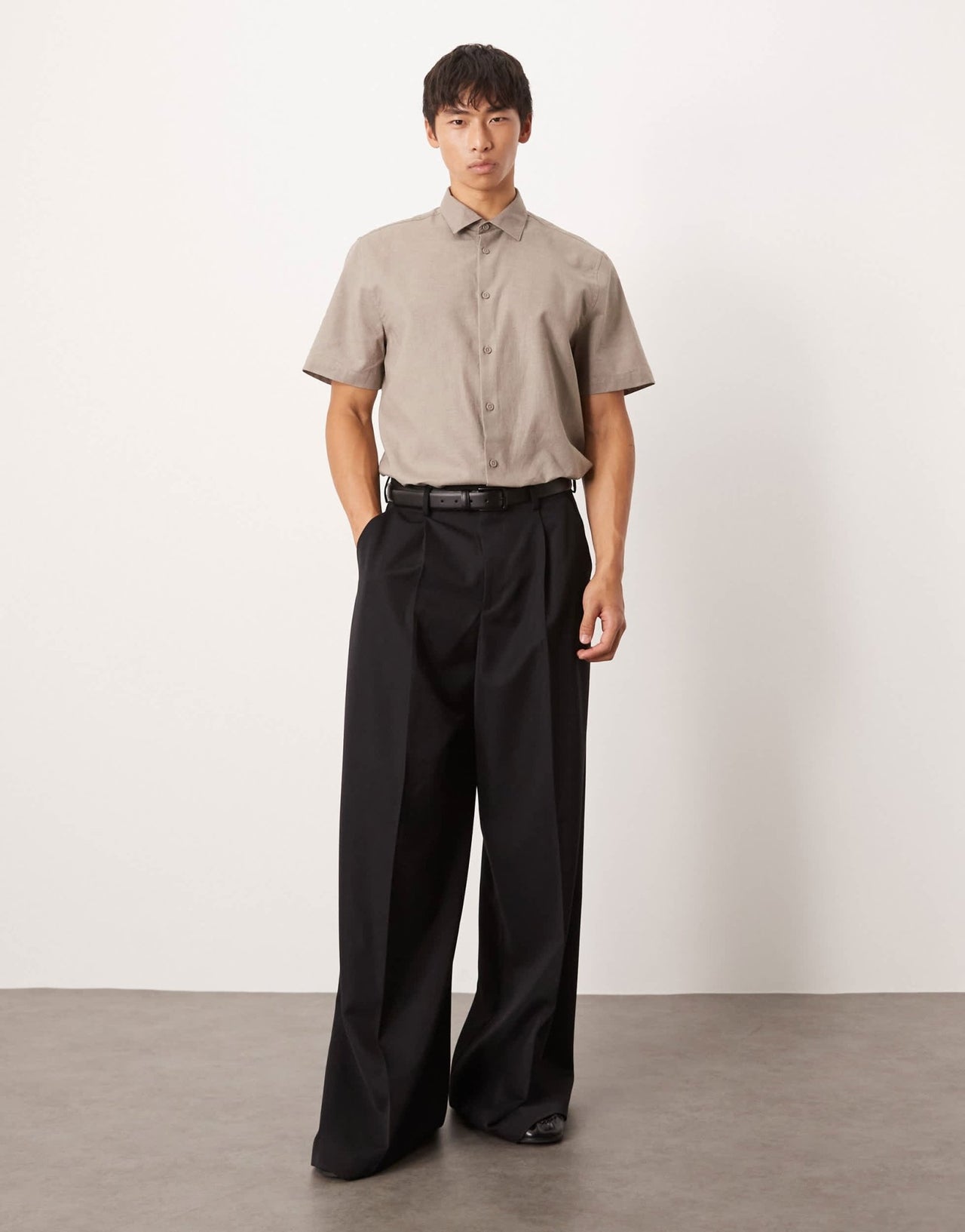 ASOS DESIGN formal linen blend regular shirt in brown - ASOS Sample Sale