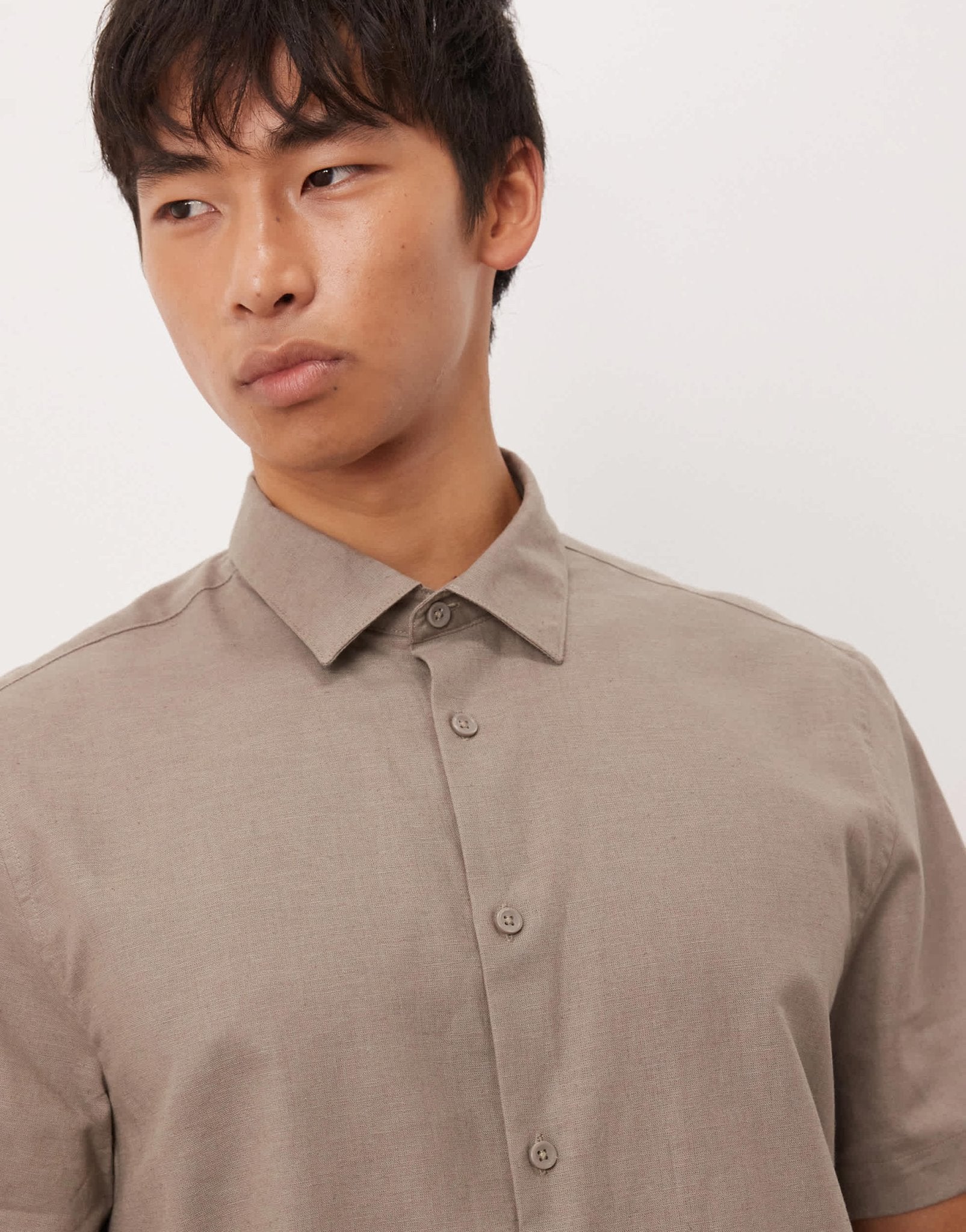 ASOS DESIGN formal linen blend regular shirt in brown - ASOS Sample Sale