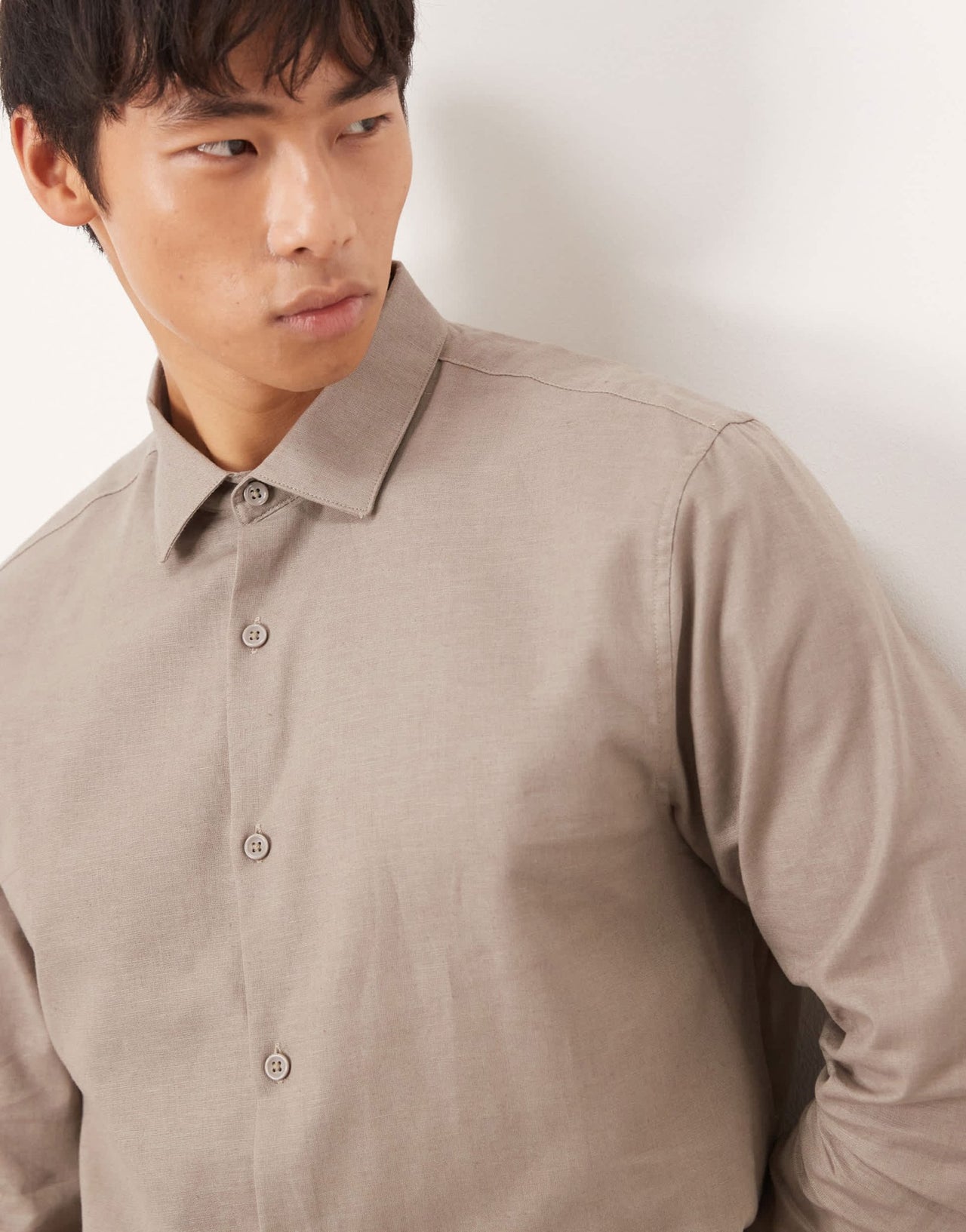 ASOS DESIGN formal linen blend regular shirt in brown - ASOS Sample Sale