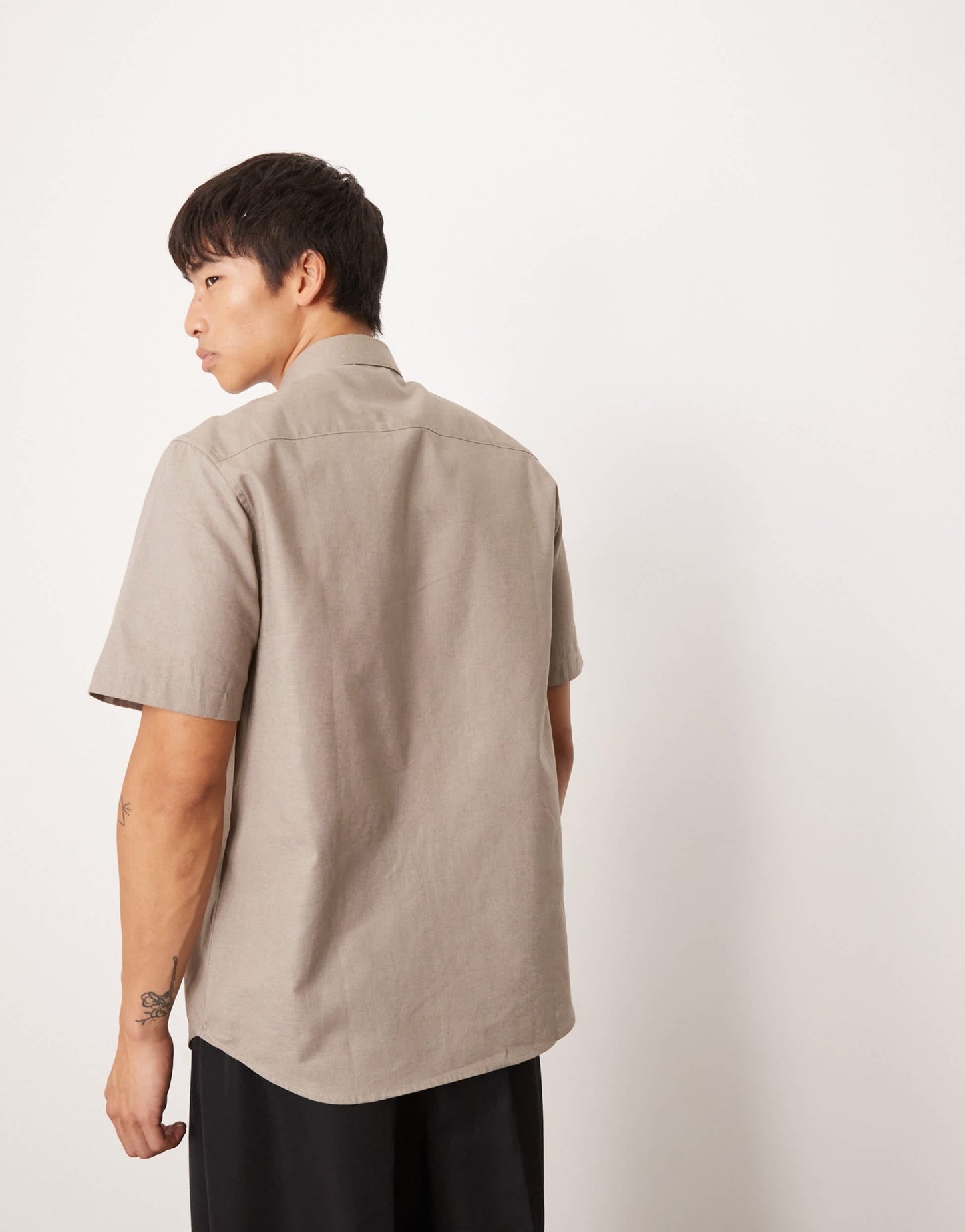 ASOS DESIGN formal linen blend regular shirt in brown - ASOS Sample Sale