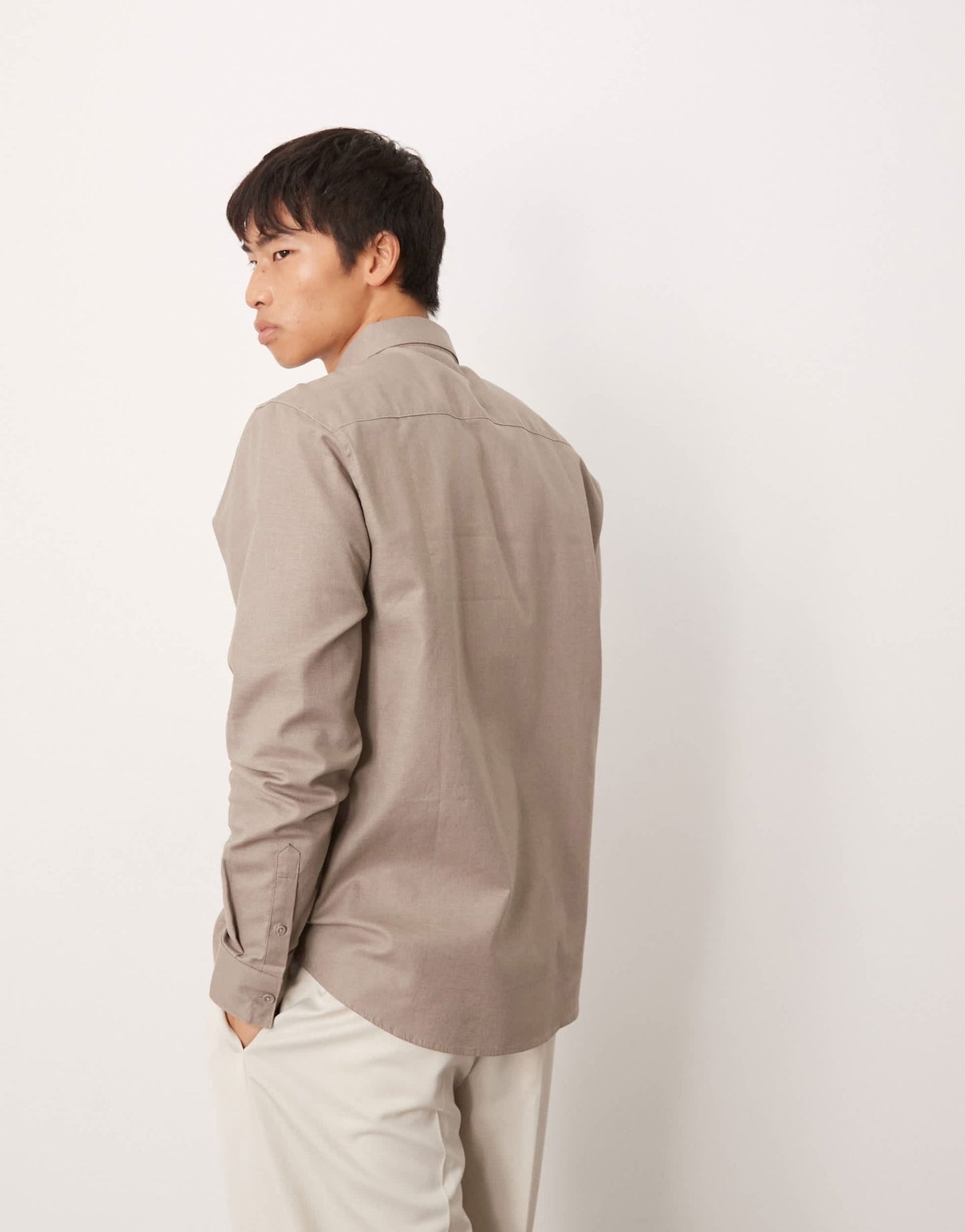 ASOS DESIGN formal linen blend regular shirt in brown - ASOS Sample Sale