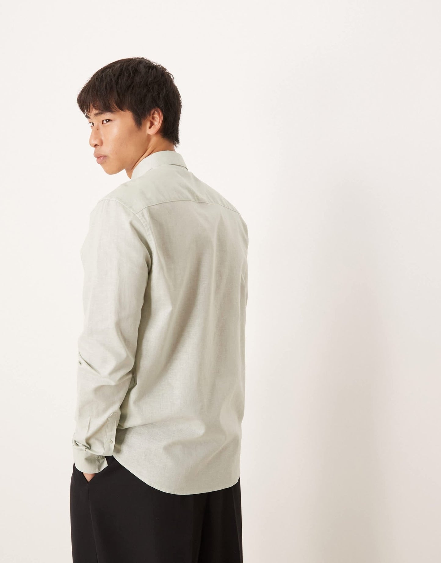 ASOS DESIGN formal linen blend regular shirt in mint green - ASOS Sample Sale