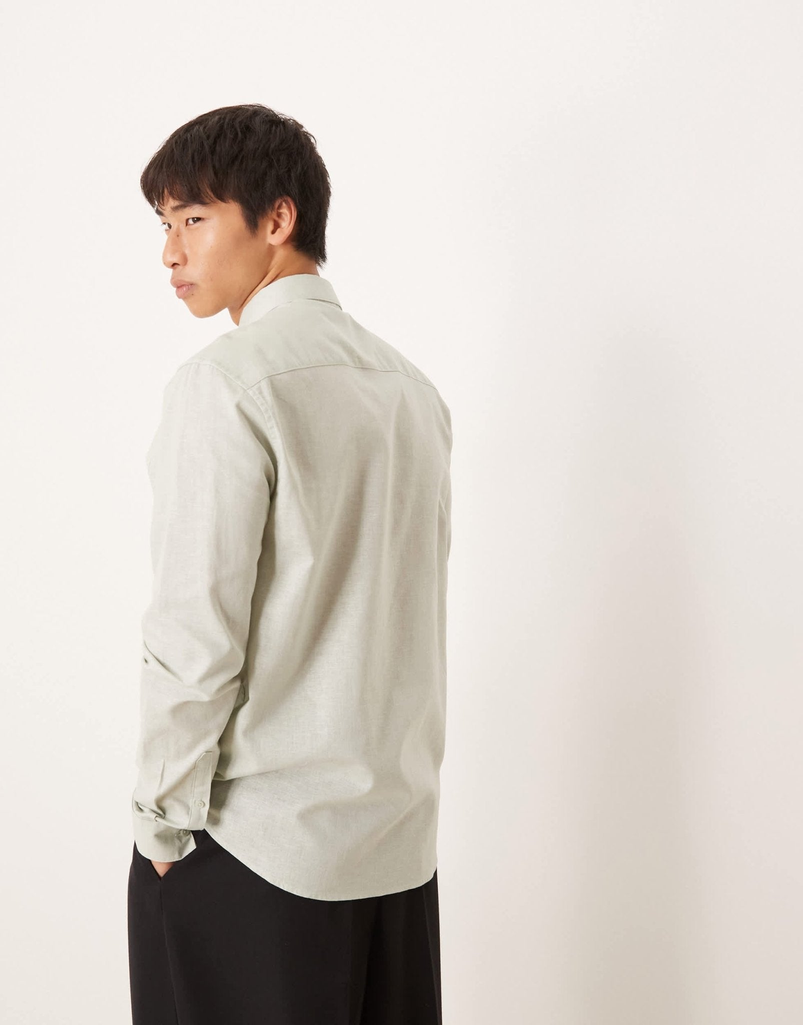 ASOS DESIGN formal linen blend regular shirt in mint green - ASOS Sample Sale