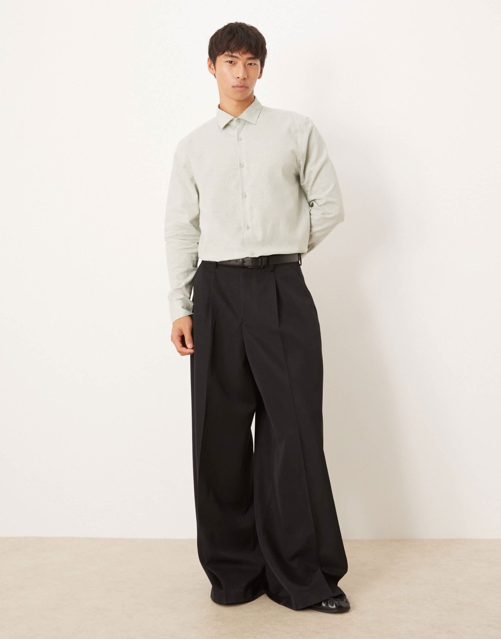 ASOS DESIGN formal linen blend regular shirt in mint green - ASOS Sample Sale