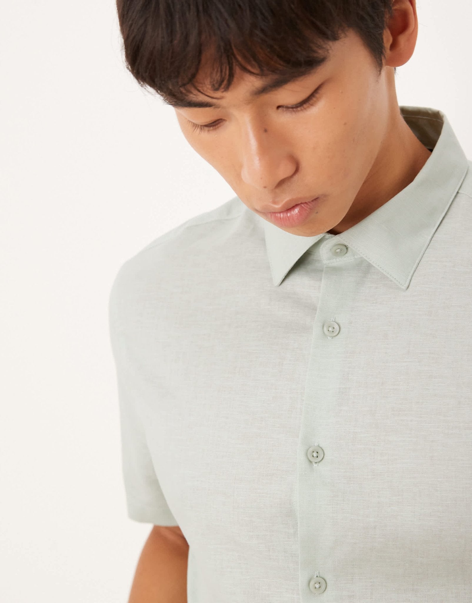 ASOS DESIGN formal linen blend regular shirt in mint green - ASOS Sample Sale