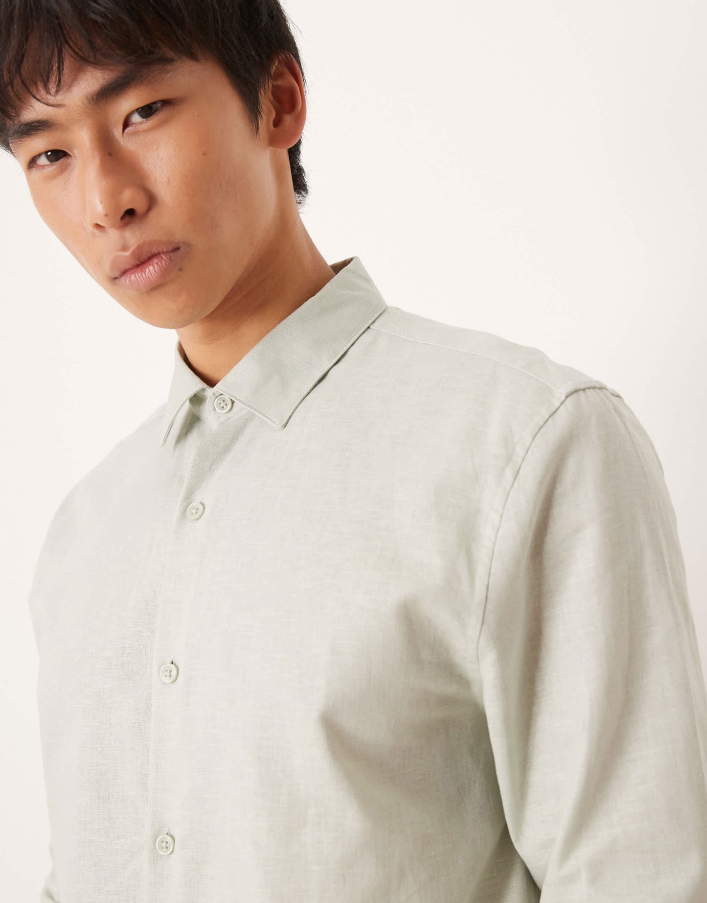 ASOS DESIGN formal linen blend regular shirt in mint green - ASOS Sample Sale