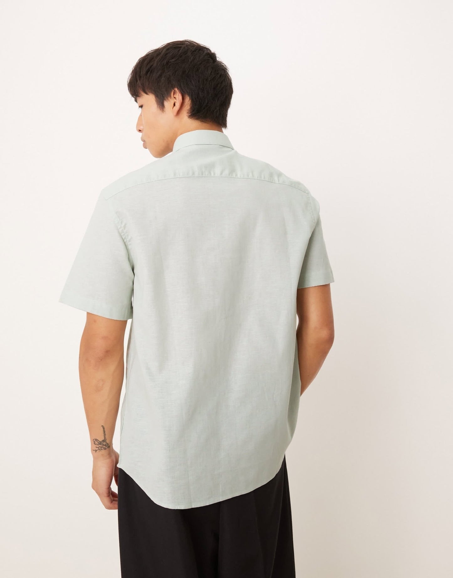 ASOS DESIGN formal linen blend regular shirt in mint green - ASOS Sample Sale