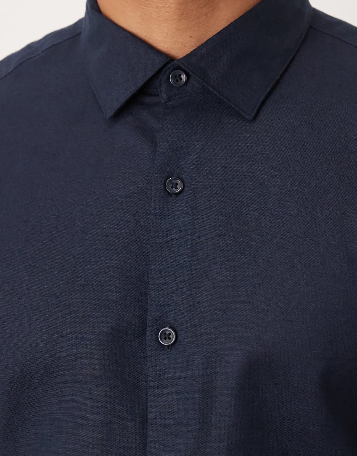 ASOS DESIGN formal linen blend regular shirt in navy - ASOS Sample Sale