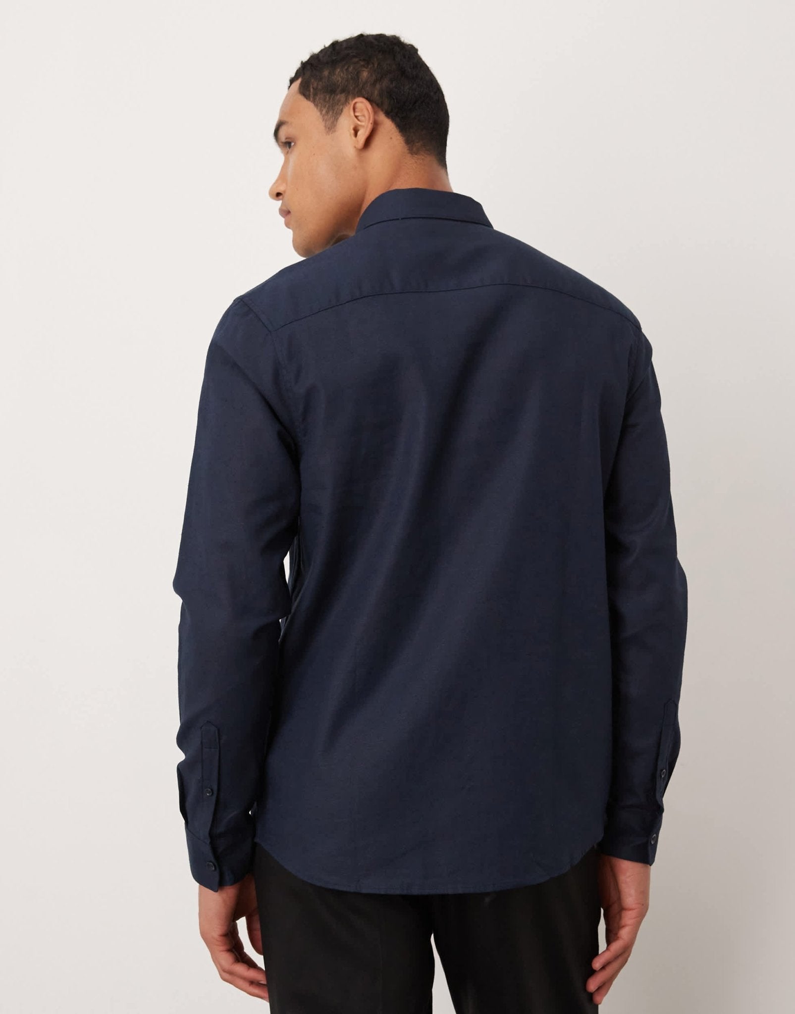 ASOS DESIGN formal linen blend regular shirt in navy - ASOS Sample Sale