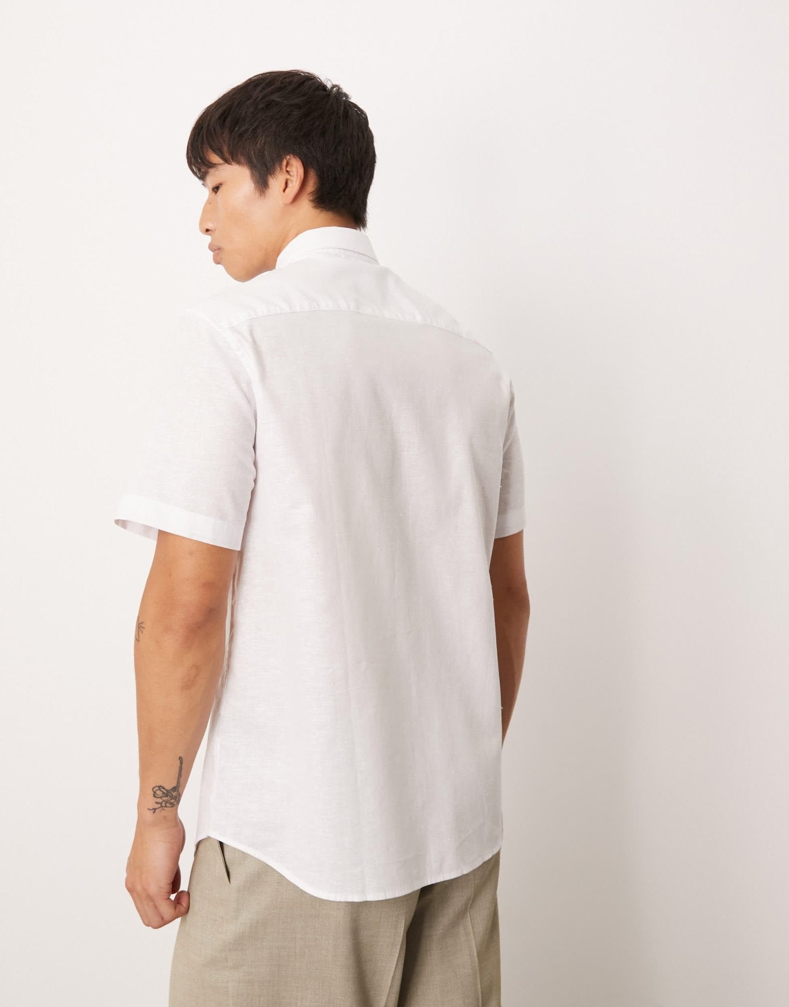 ASOS DESIGN formal linen blend regular shirt in white&nbsp; - ASOS Sample Sale