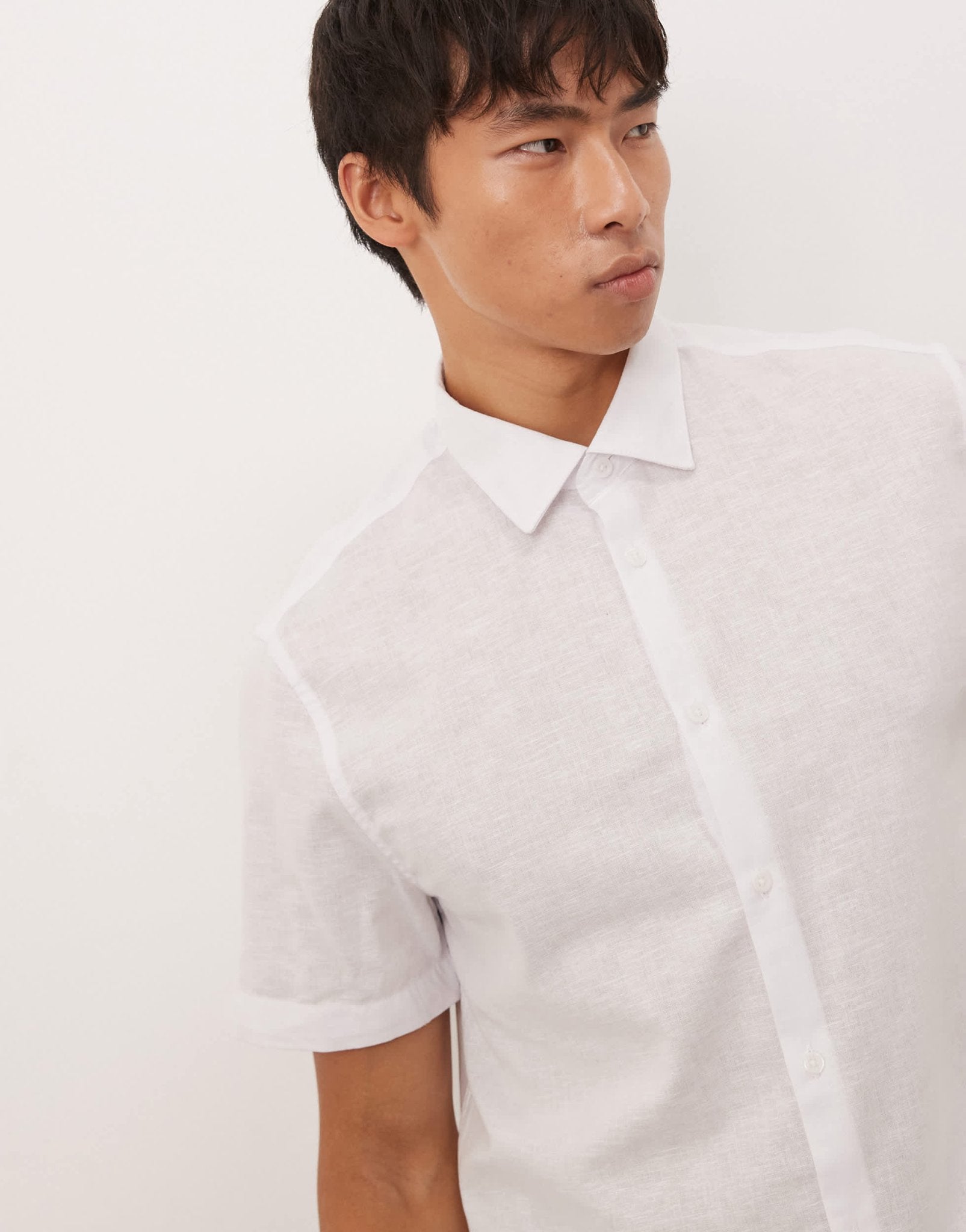 ASOS DESIGN formal linen blend regular shirt in white&nbsp; - ASOS Sample Sale