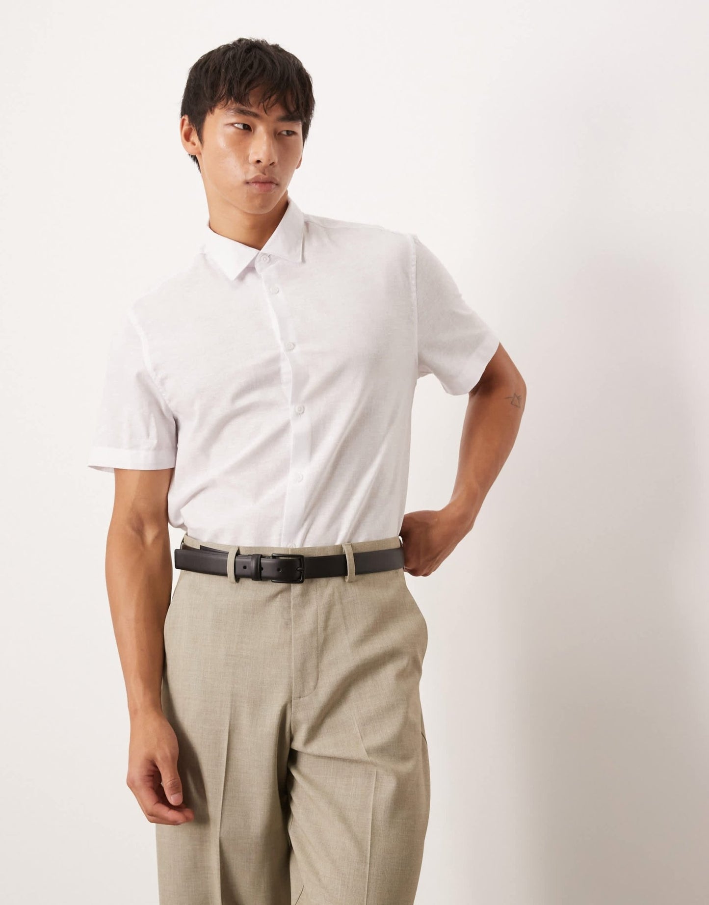 ASOS DESIGN formal linen blend regular shirt in white&nbsp; - ASOS Sample Sale