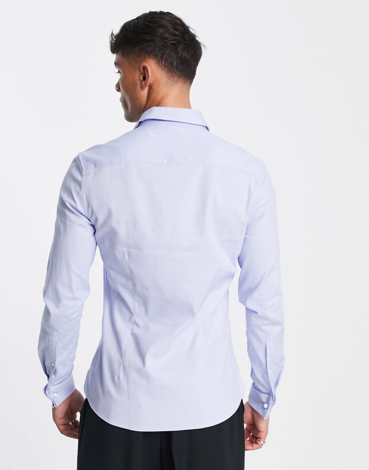 ASOS DESIGN formal skinny fit oxford shirt with double cuff in blue - ASOS Sample Sale