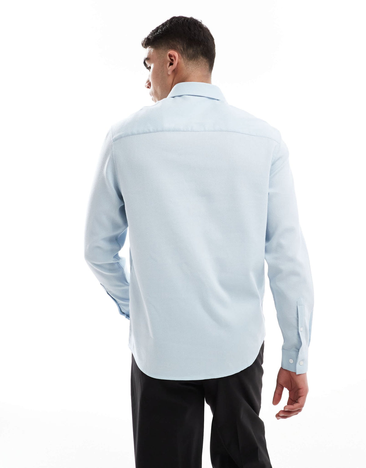 ASOS DESIGN formal textured shirt in regular fit with concealed buttons in blue - ASOS Sample Sale