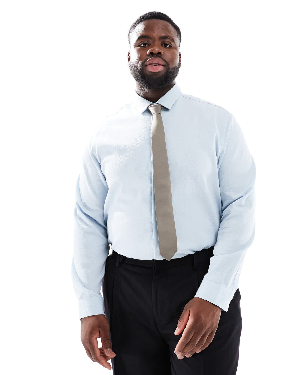 ASOS DESIGN formal textured shirt in regular fit with concealed buttons in blue - ASOS Sample Sale