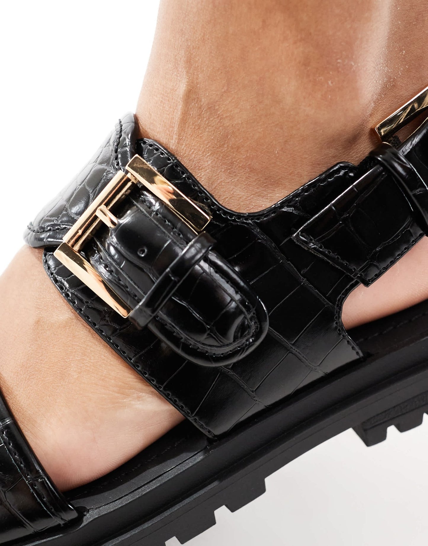 ASOS DESIGN Fuel sporty sandal in black croc - ASOS Sample Sale