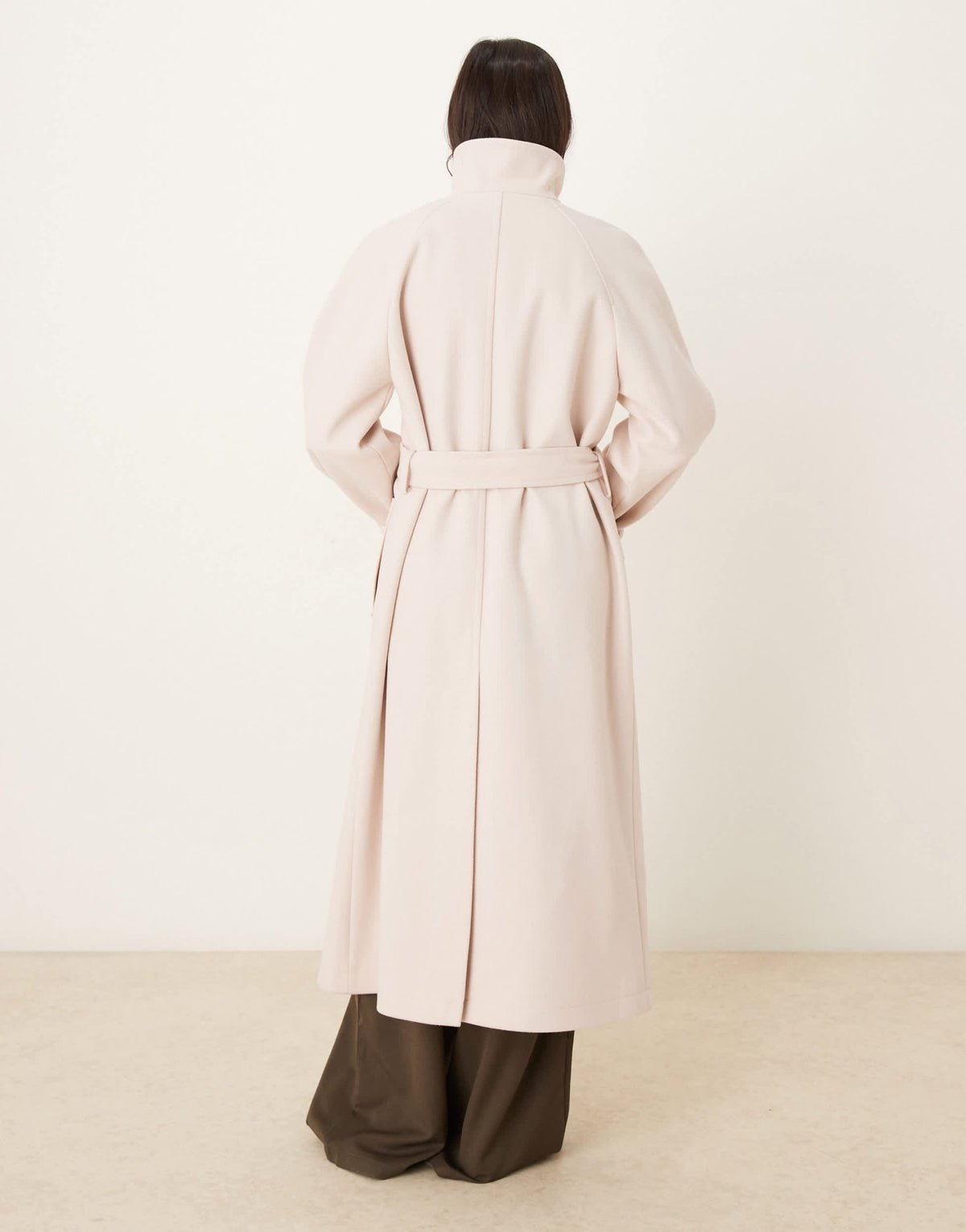 ASOS DESIGN funnel neck longline formal trench coat in oatmeal - ASOS Sample Sale