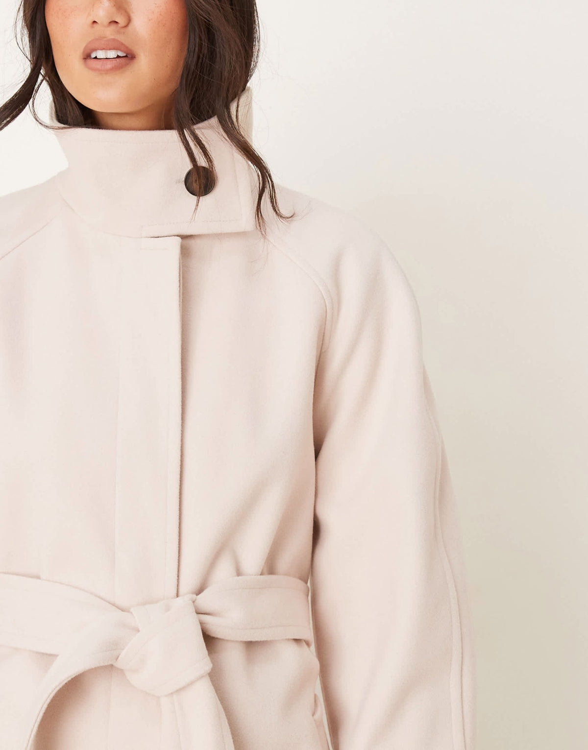 ASOS DESIGN funnel neck longline formal trench coat in oatmeal - ASOS Sample Sale