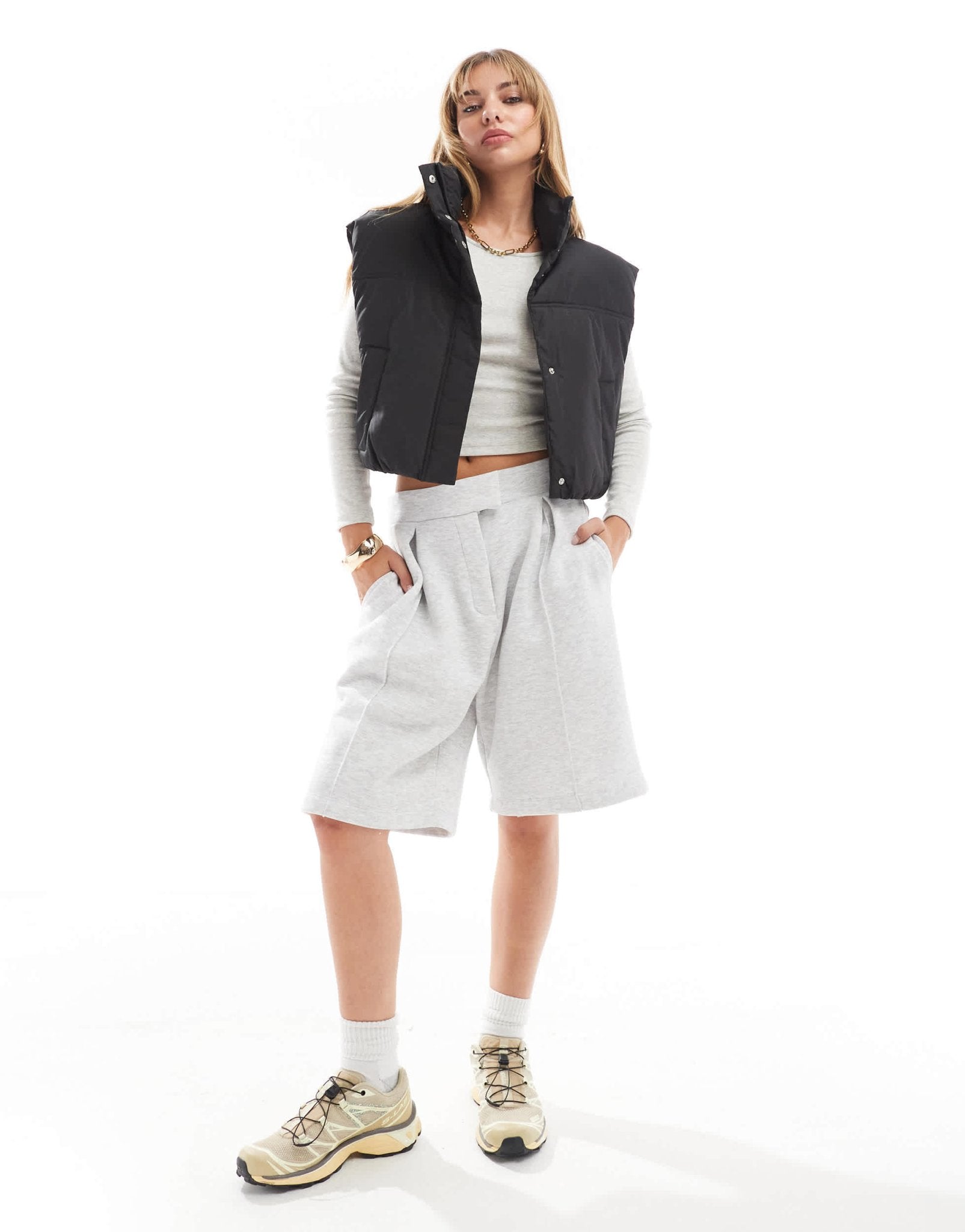 ASOS DESIGN funnel neck puffer gilet in black - ASOS Sample Sale