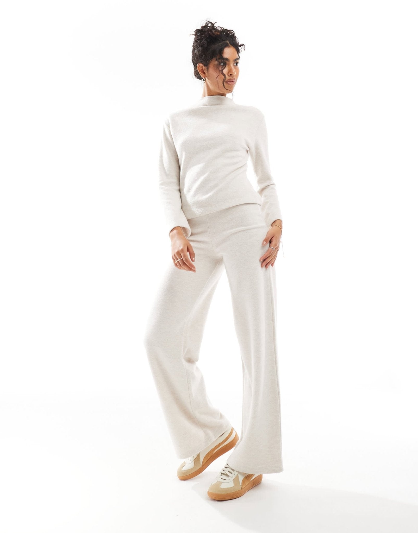 ASOS DESIGN funnel neck super soft sweat co ord in cream - ASOS Sample Sale