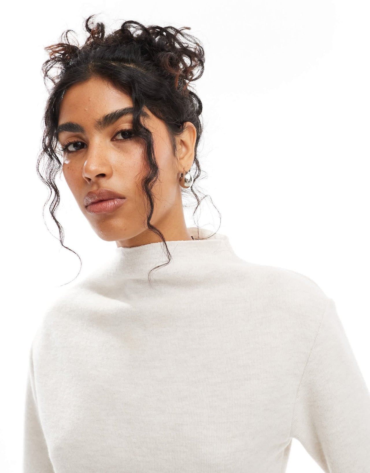 ASOS DESIGN funnel neck super soft sweat co ord in cream - ASOS Sample Sale