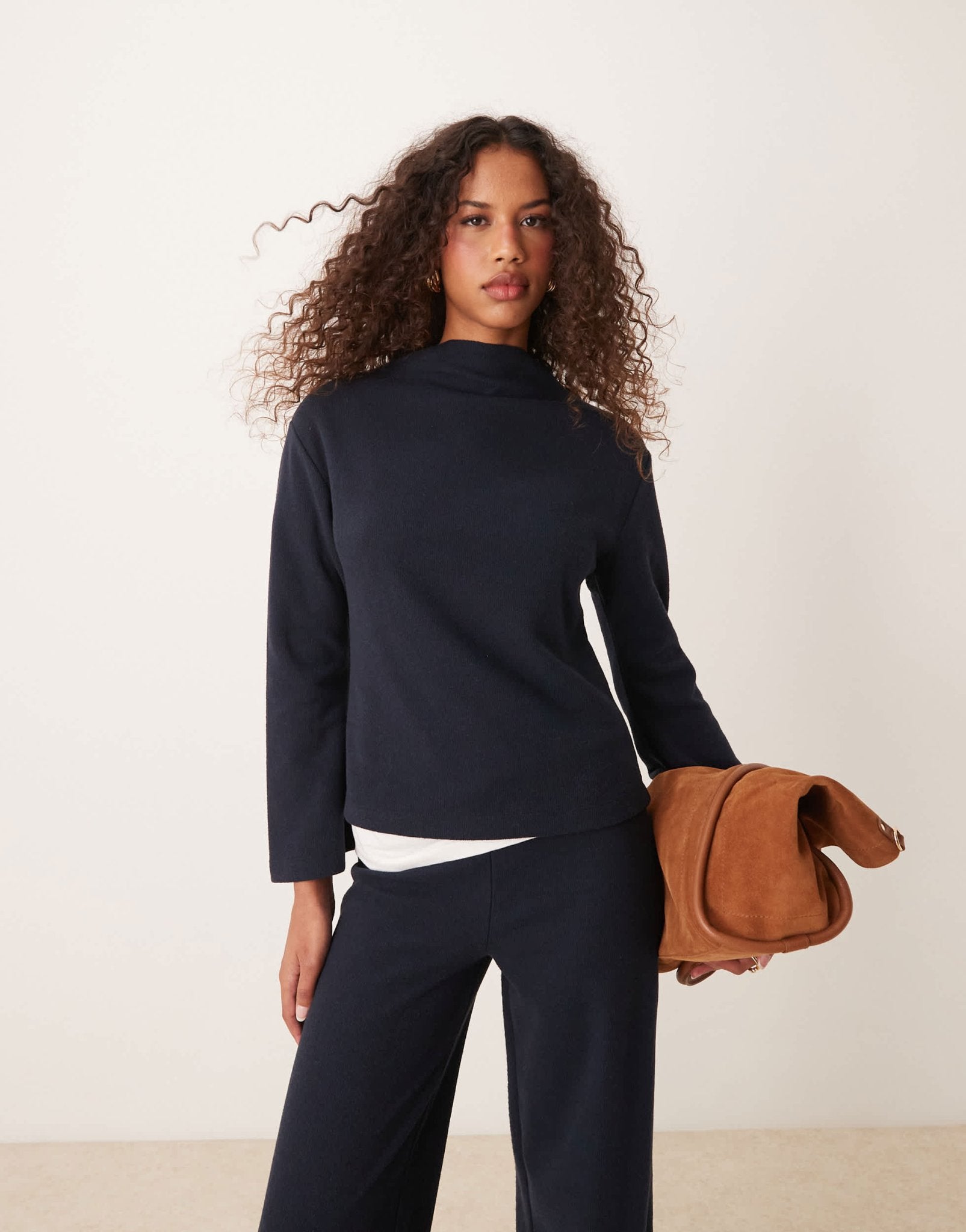 ASOS DESIGN funnel neck super soft sweat co ord in navy - ASOS Sample Sale