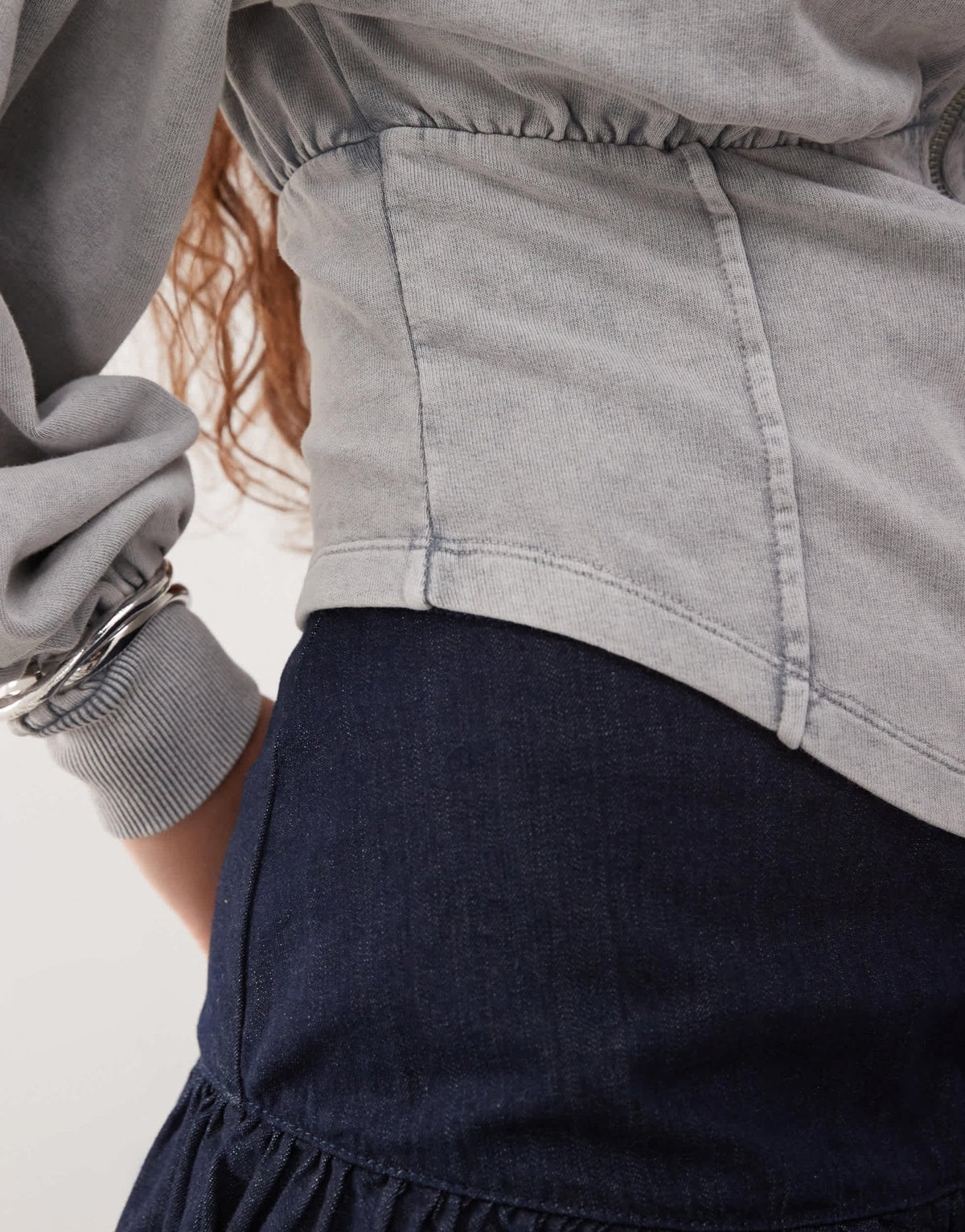 ASOS DESIGN funnel neck zip through corset acid wash hoodie in grey - ASOS Sample Sale