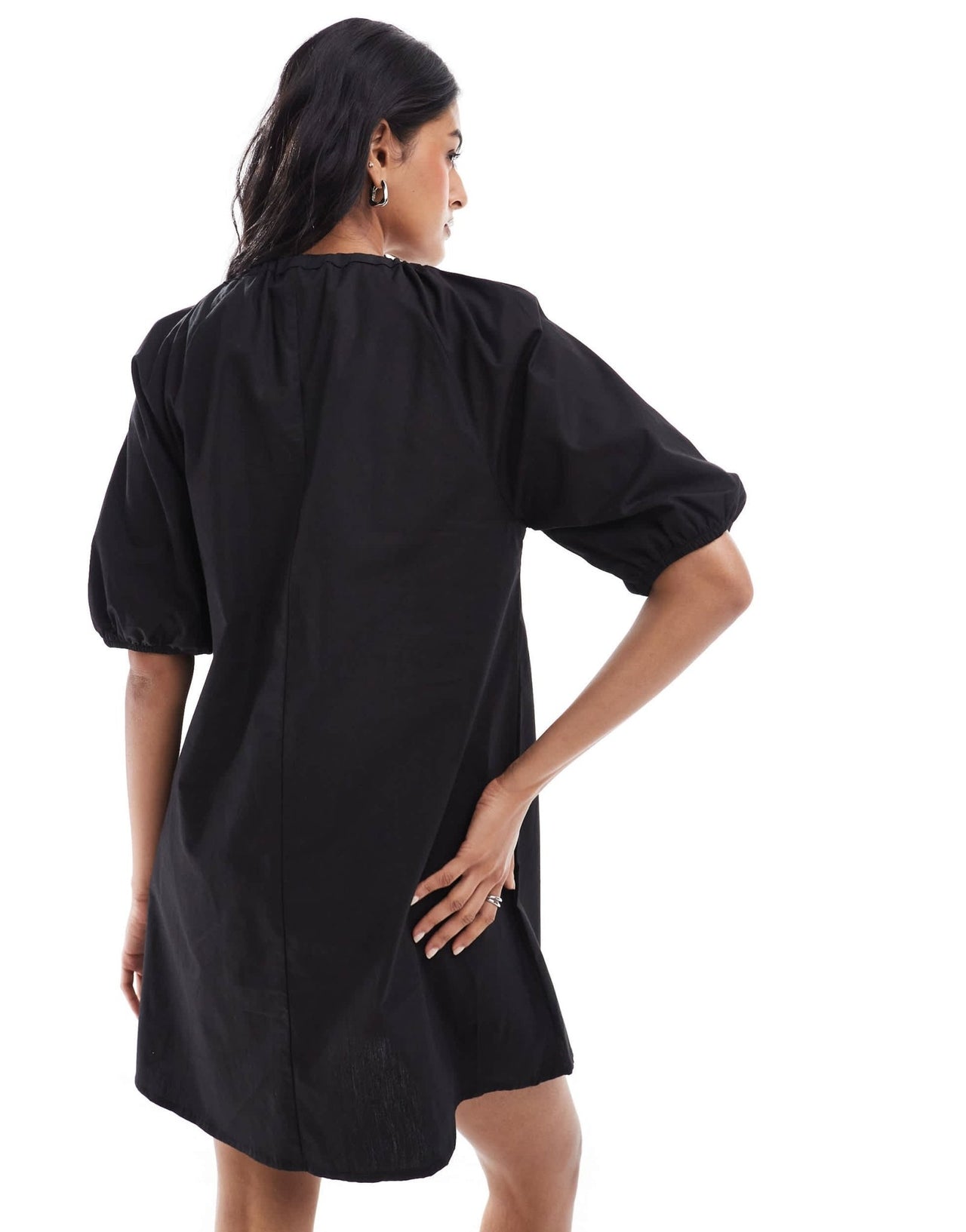 ASOS DESIGN gathered tie front mini smock dress in black - ASOS Sample Sale