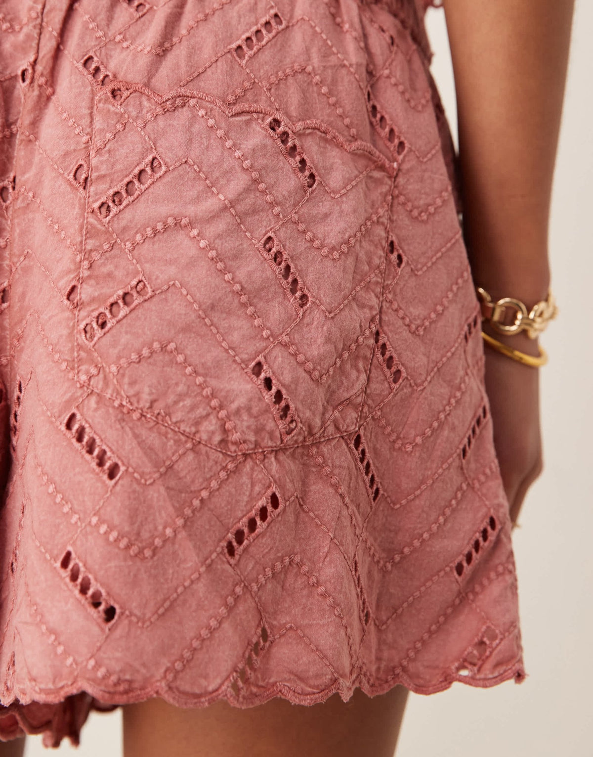 ASOS DESIGN geo broderie relaxed shorts co-ord in rose - ASOS Sample Sale