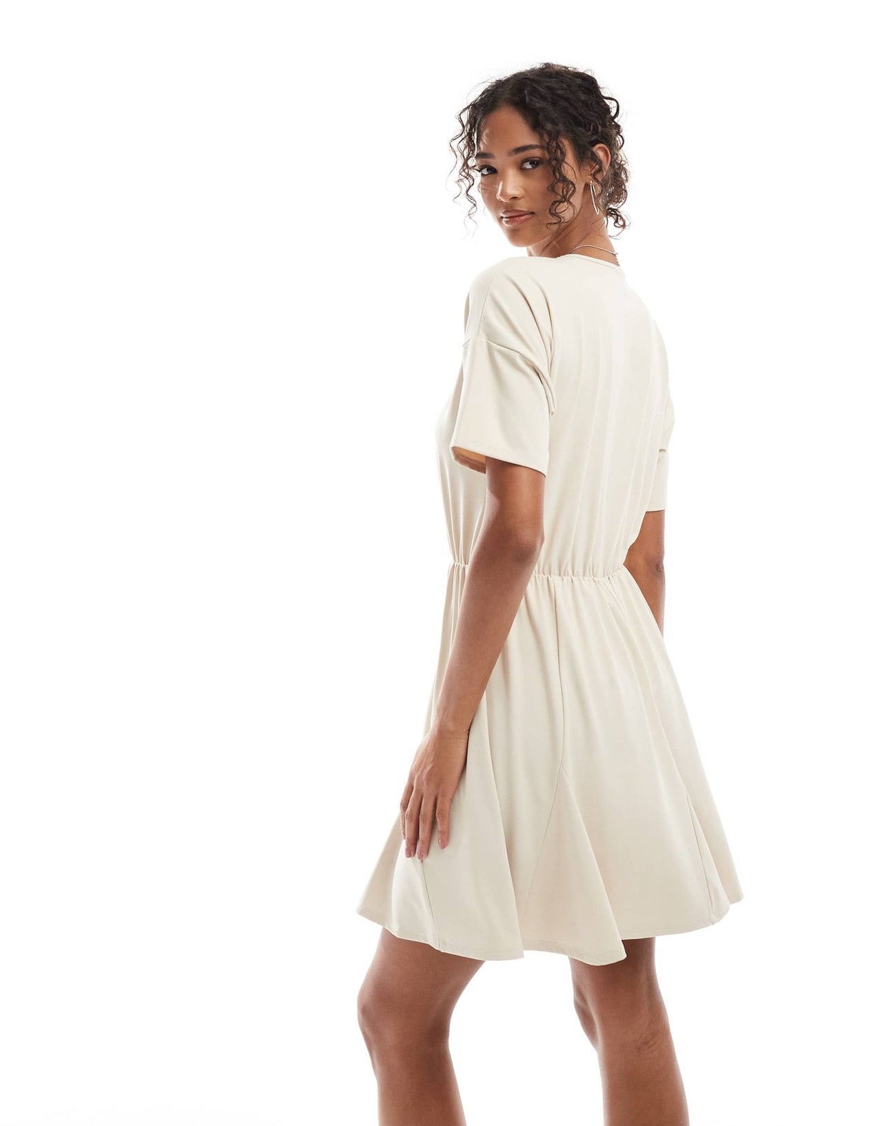ASOS DESIGN godet hem mini T-shirt dress in beige - ASOS Sample Sale