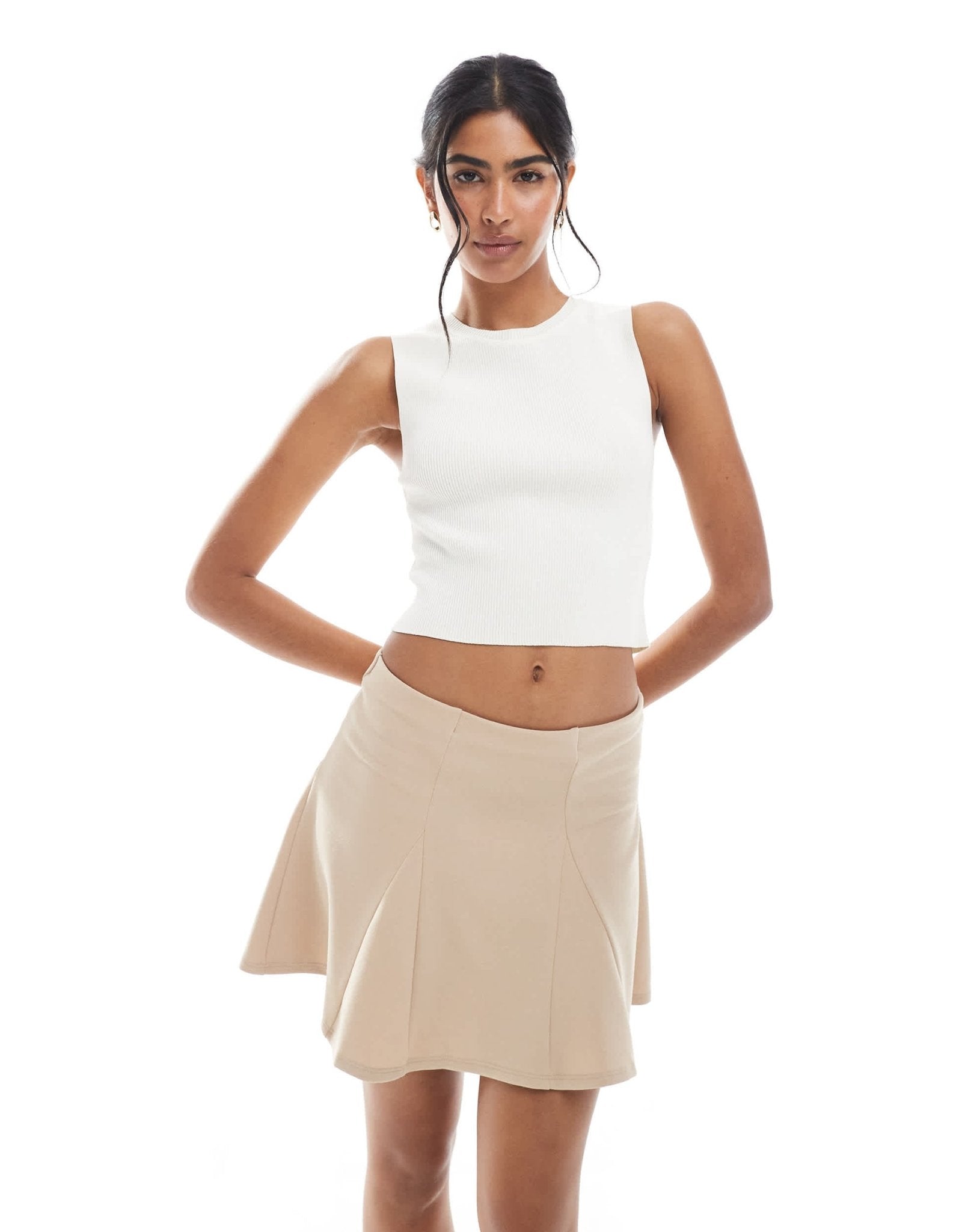 ASOS DESIGN godet mini skirt in stone - ASOS Sample Sale