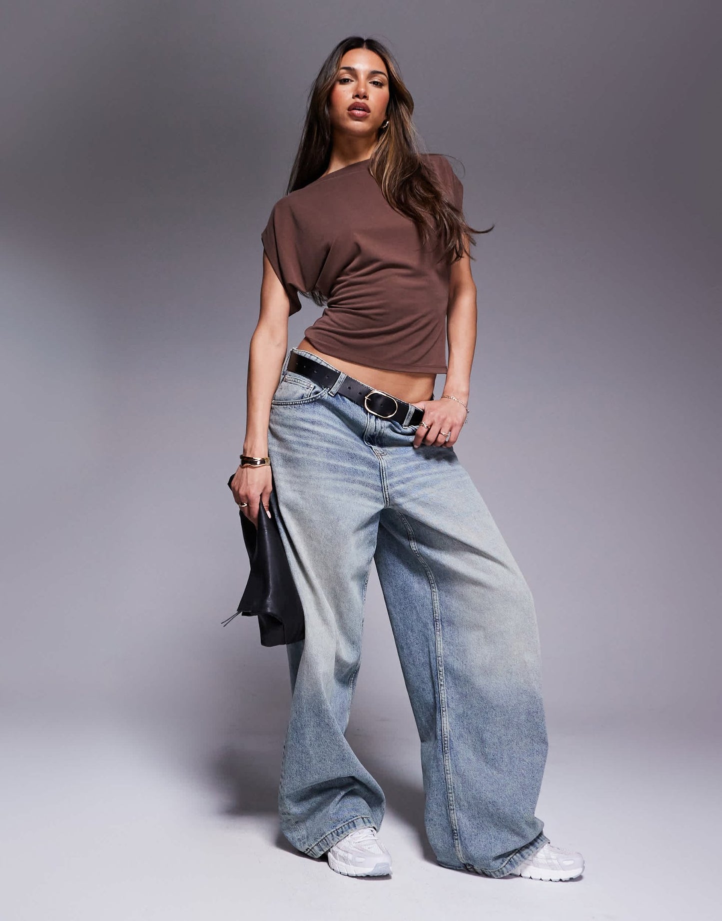 ASOS DESIGN grown on angel sleeve cupro oversized tee in chocolate brown - ASOS Sample Sale