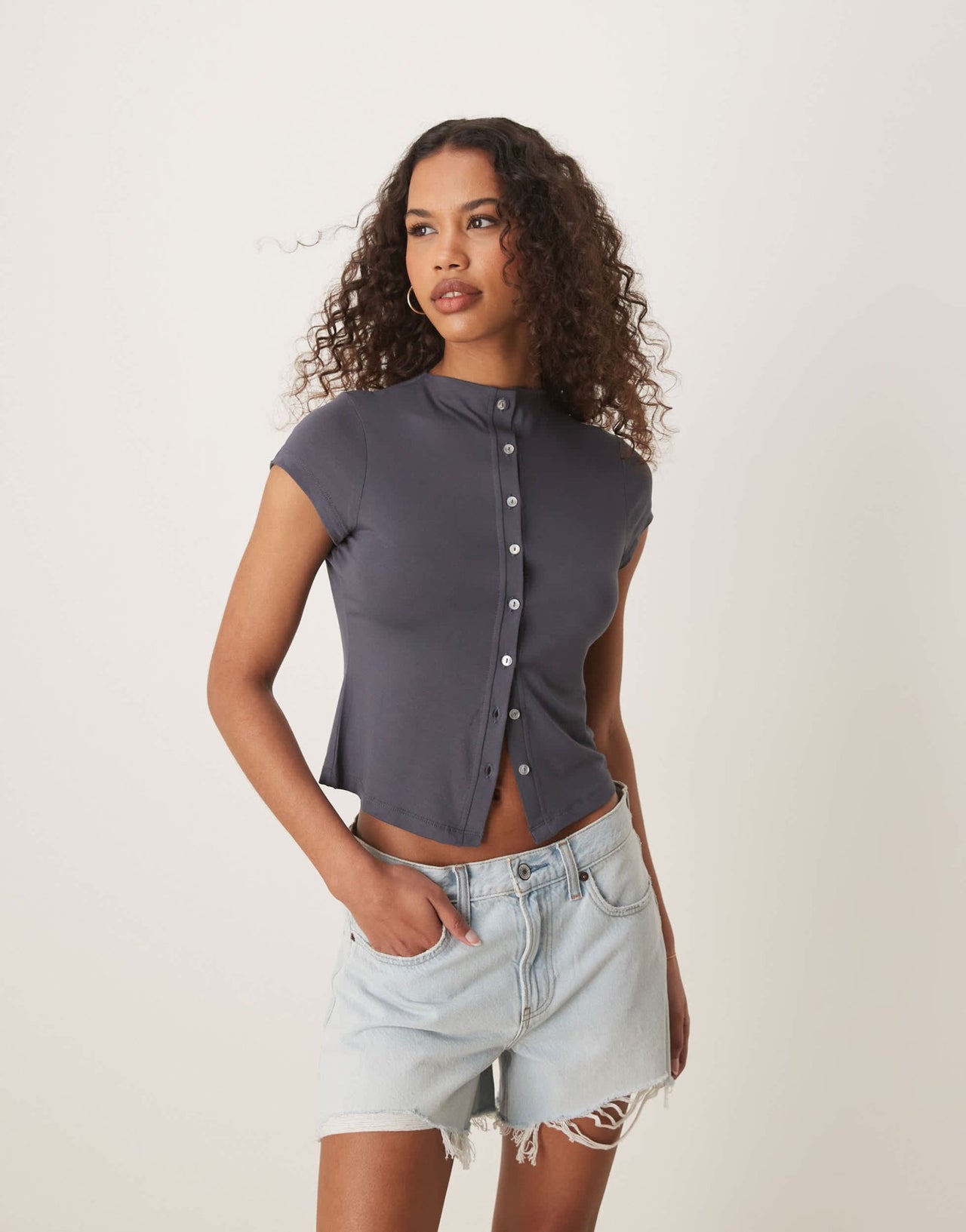 ASOS DESIGN grown on neck cardigan in charcoal - ASOS Sample Sale
