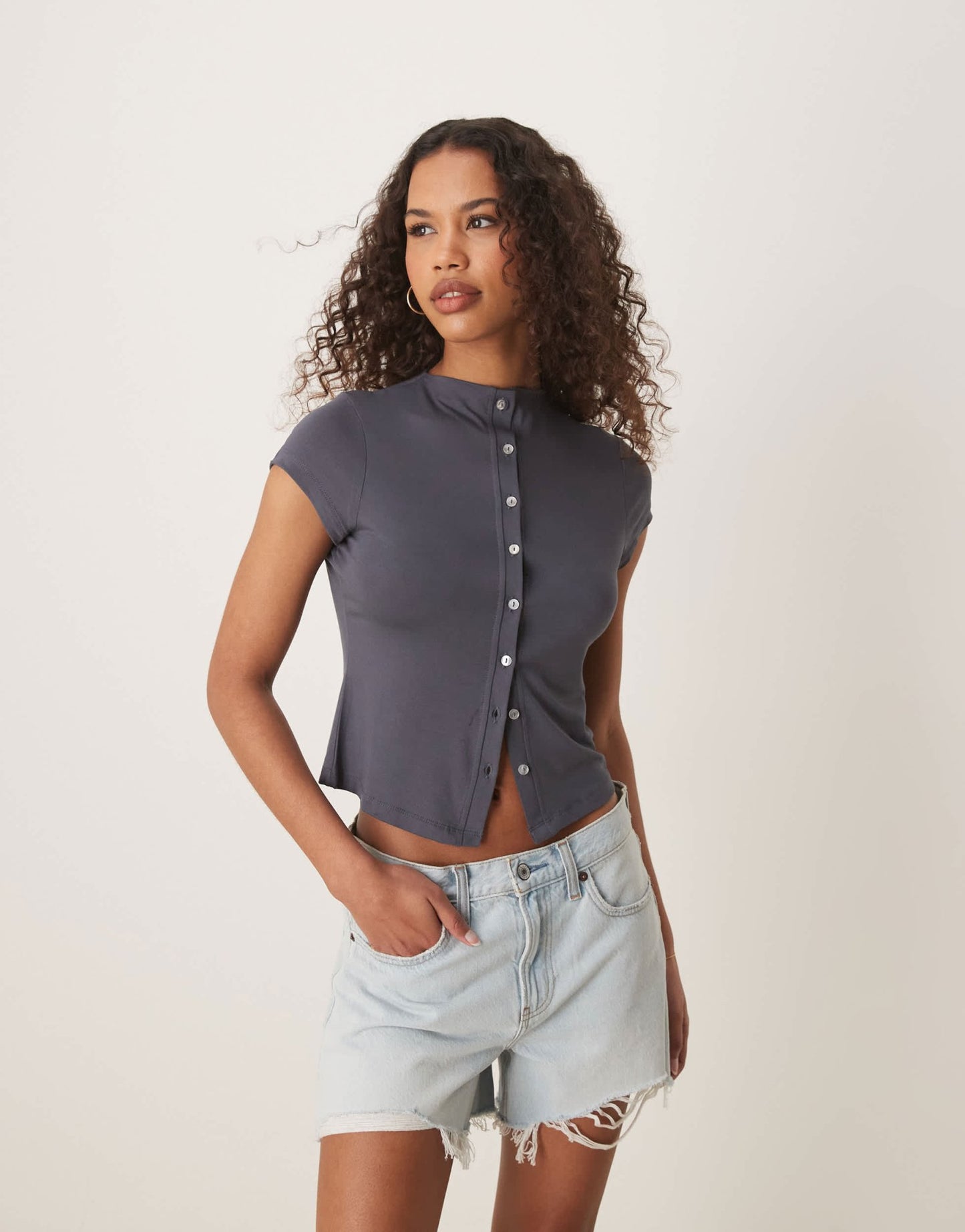 ASOS DESIGN grown on neck cardigan in charcoal - ASOS Sample Sale