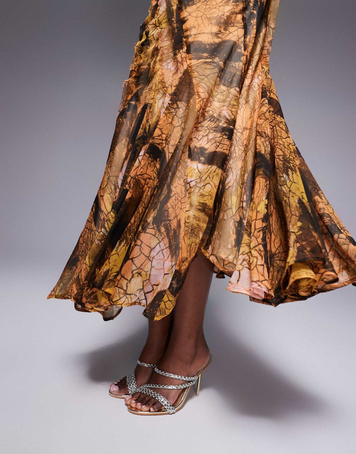 ASOS DESIGN halter asymmetric raw edge maxi dress in abstract print - ASOS Sample Sale