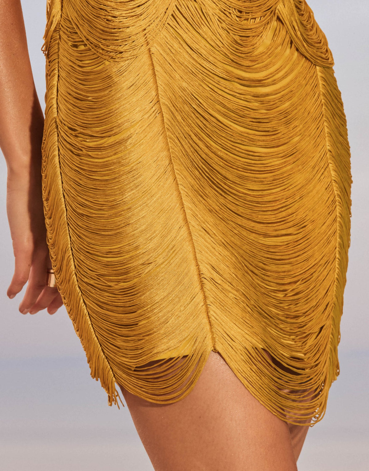 ASOS DESIGN halter draped fringe mini dress in chartreuse - ASOS Sample Sale