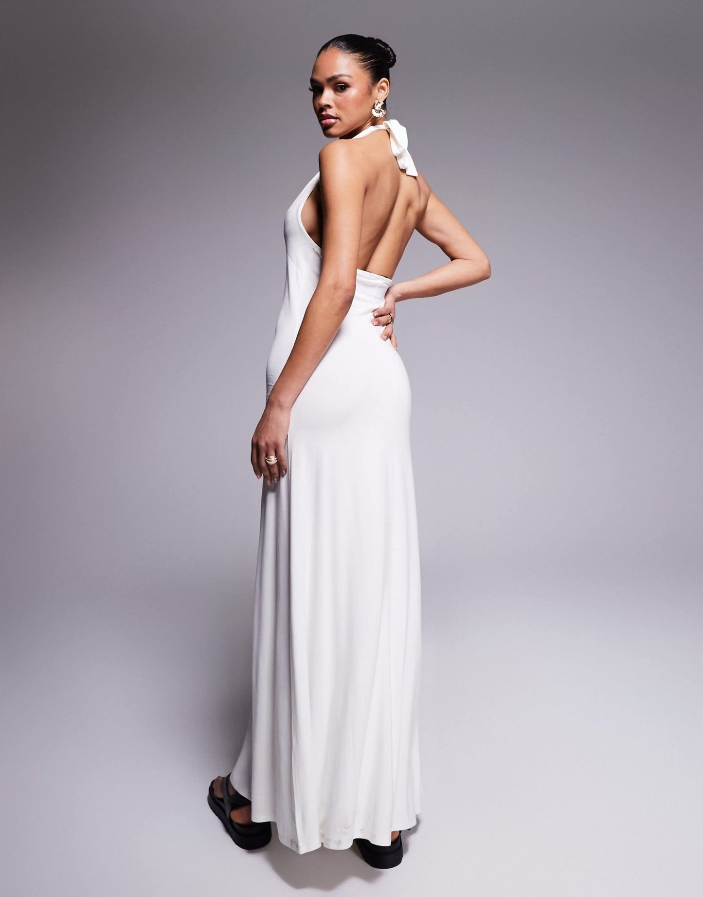 ASOS DESIGN halter maxi dress in cream - ASOS Sample Sale