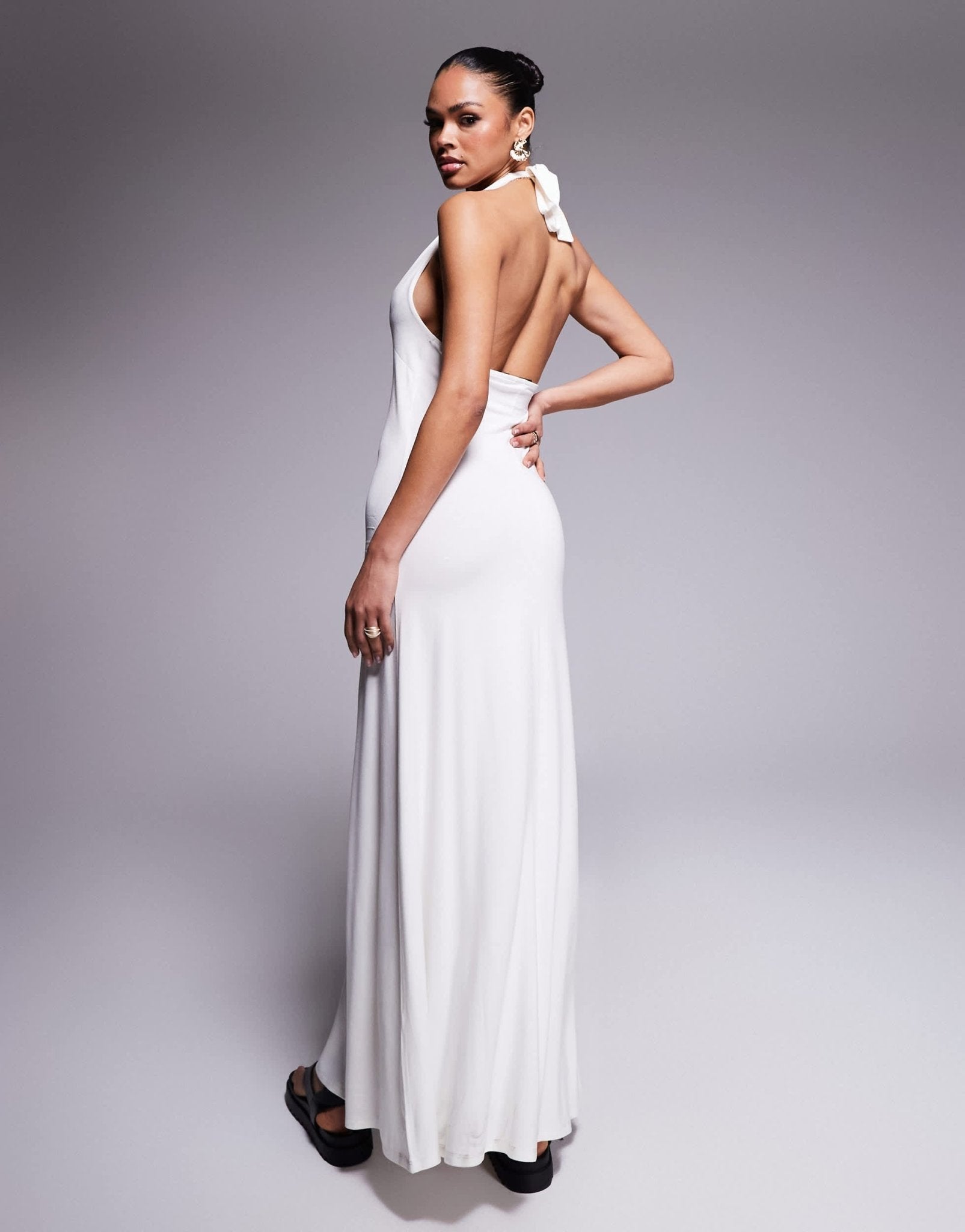 ASOS DESIGN halter maxi dress in cream - ASOS Sample Sale
