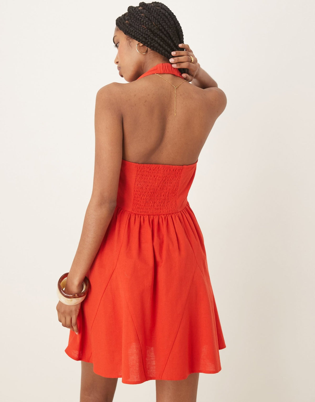 ASOS DESIGN halter mini sundress with godet hem in red - ASOS Sample Sale