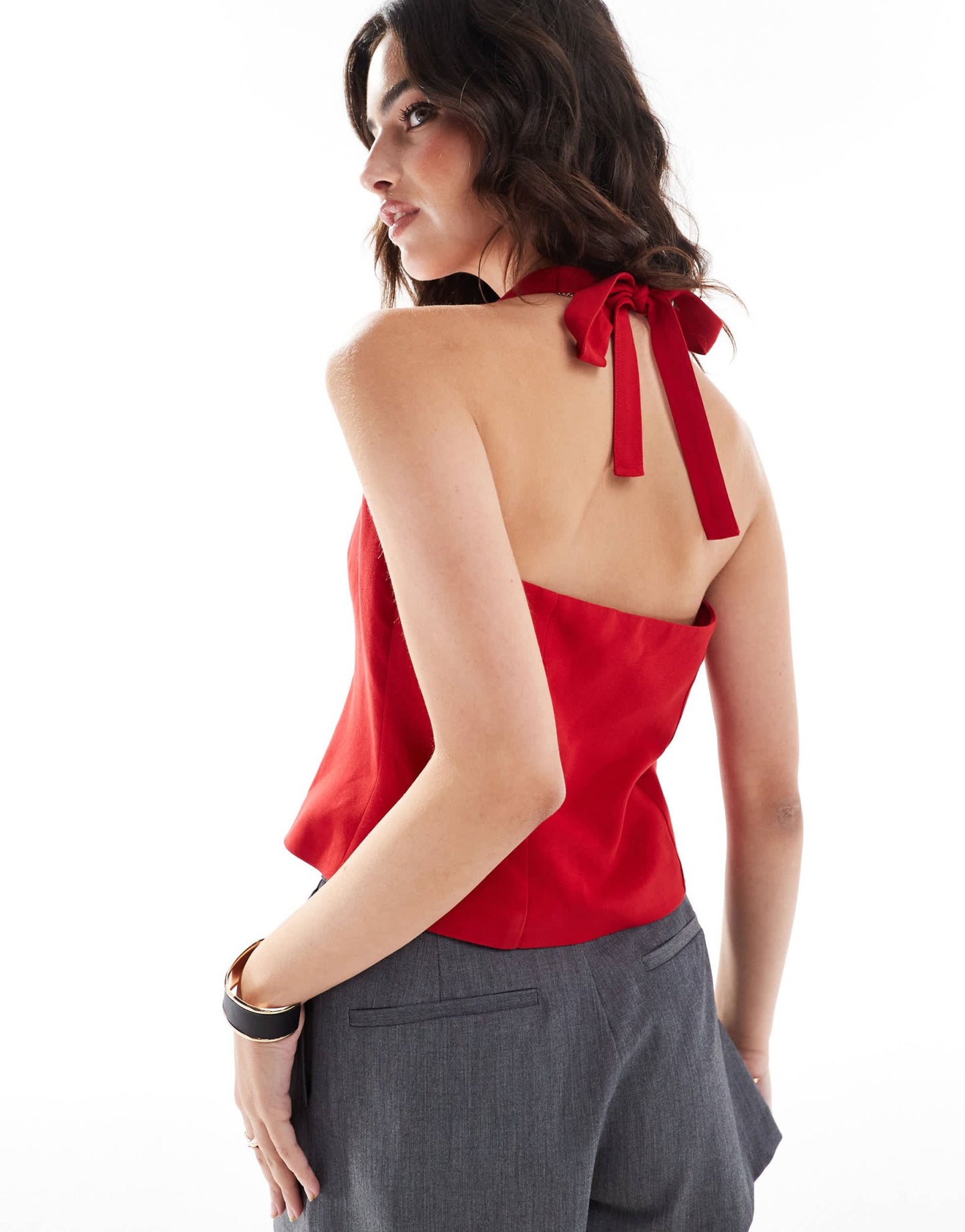 ASOS DESIGN halter waistcoat in red - ASOS Sample Sale