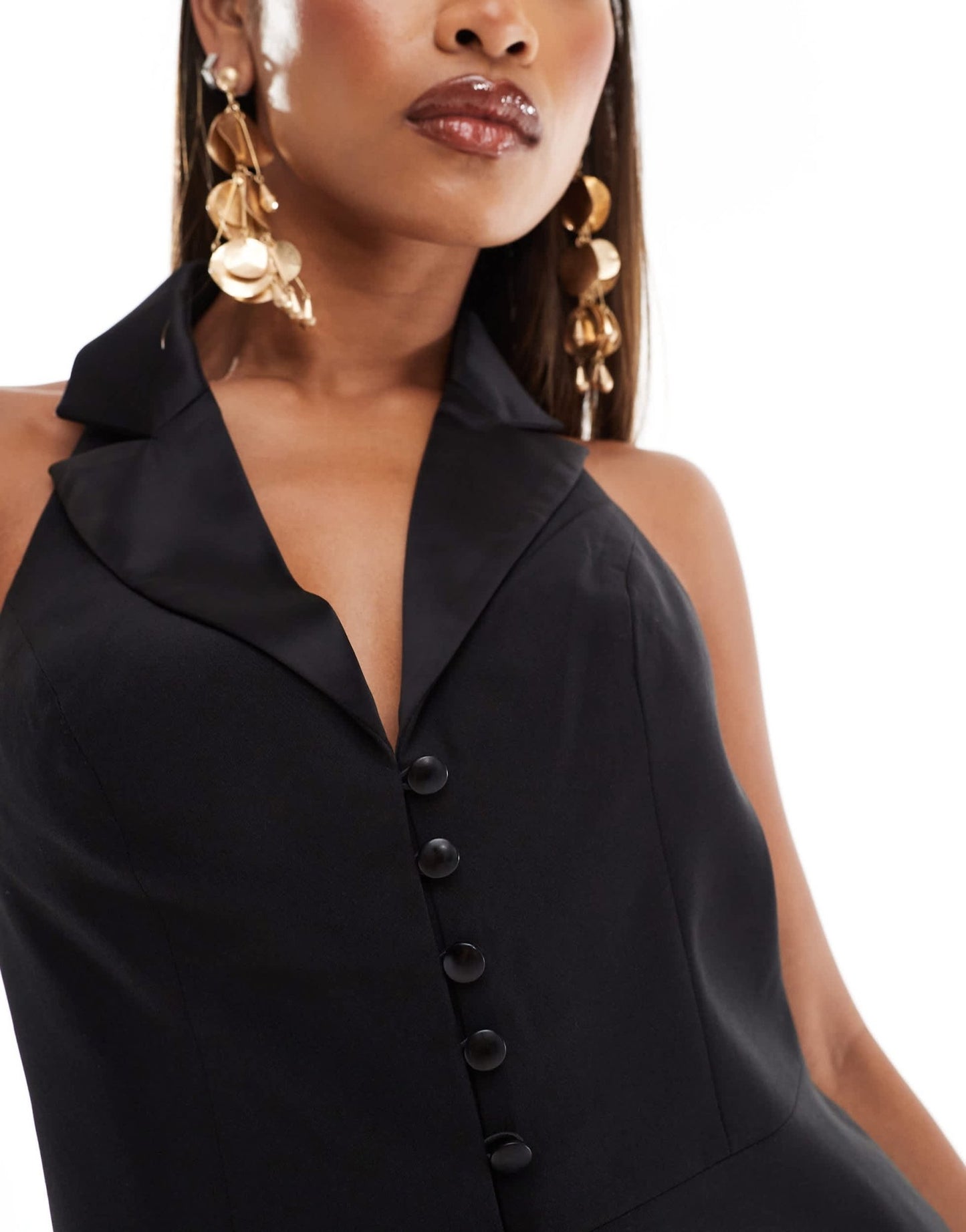 ASOS DESIGN halterneck tux waistcoat in black - ASOS Sample Sale