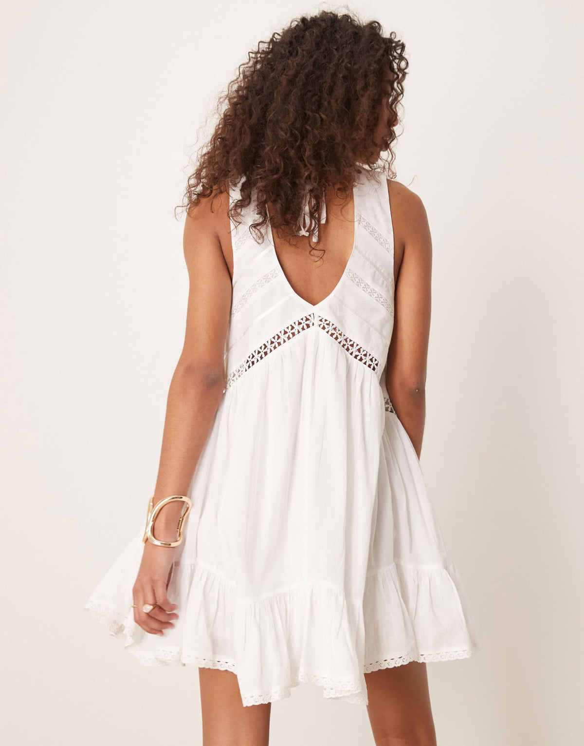 ASOS DESIGN hanky hem mini sundress with scoop neck in white - ASOS Sample Sale
