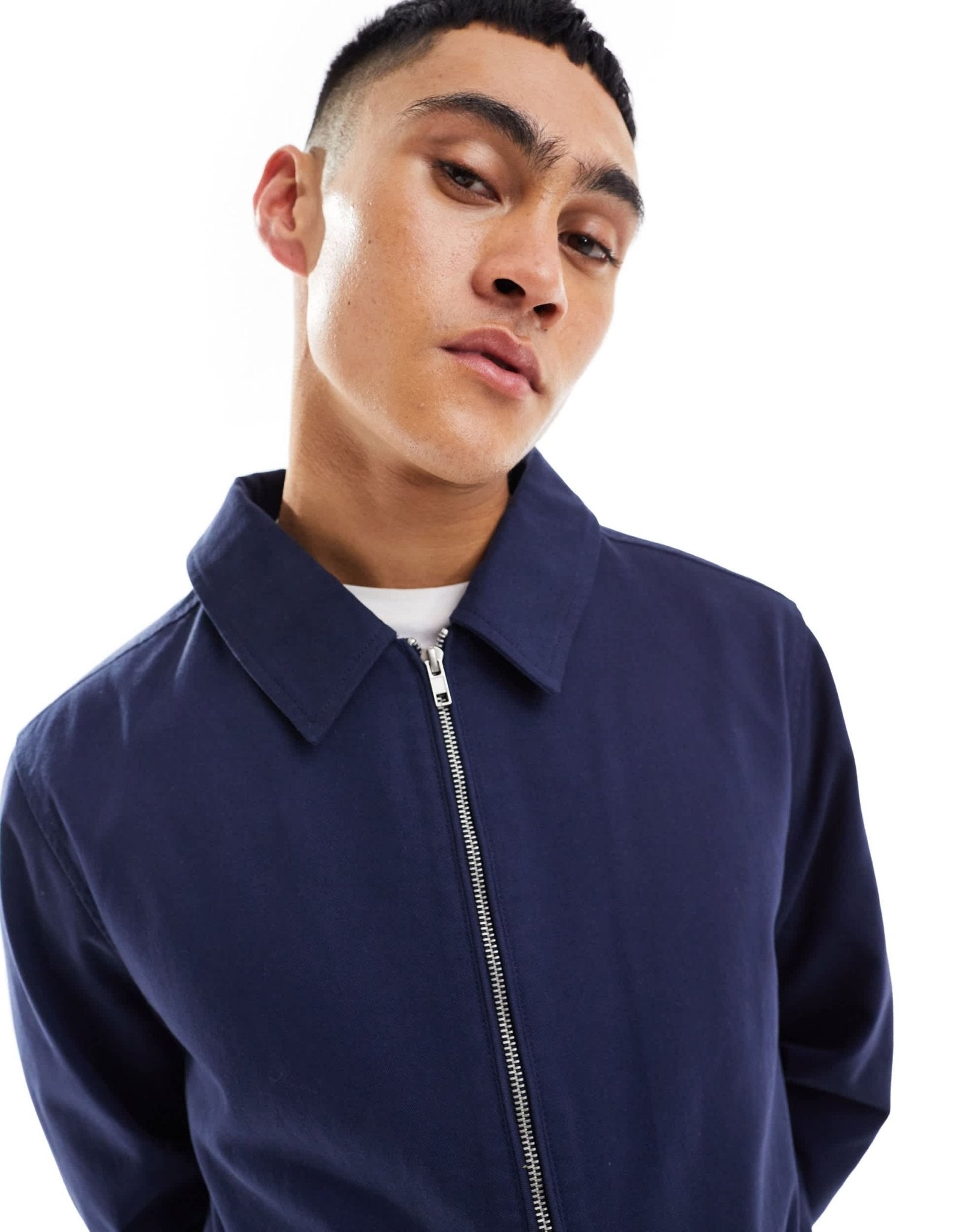 ASOS DESIGN harrington jacket in navy - ASOS Sample Sale