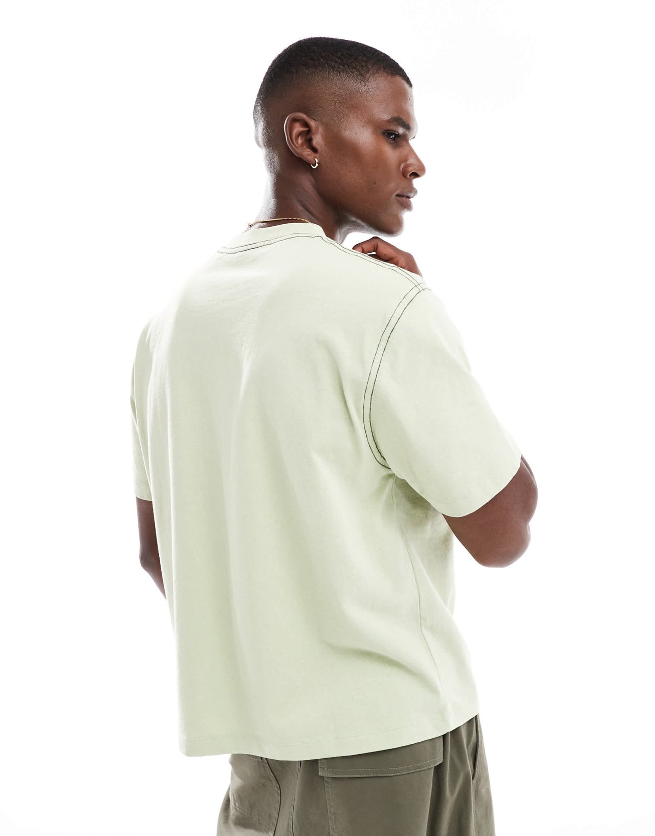 ASOS DESIGN heavyweight boxy boxy oversized t-shirt with text embroidery in washed green - ASOS Sample Sale