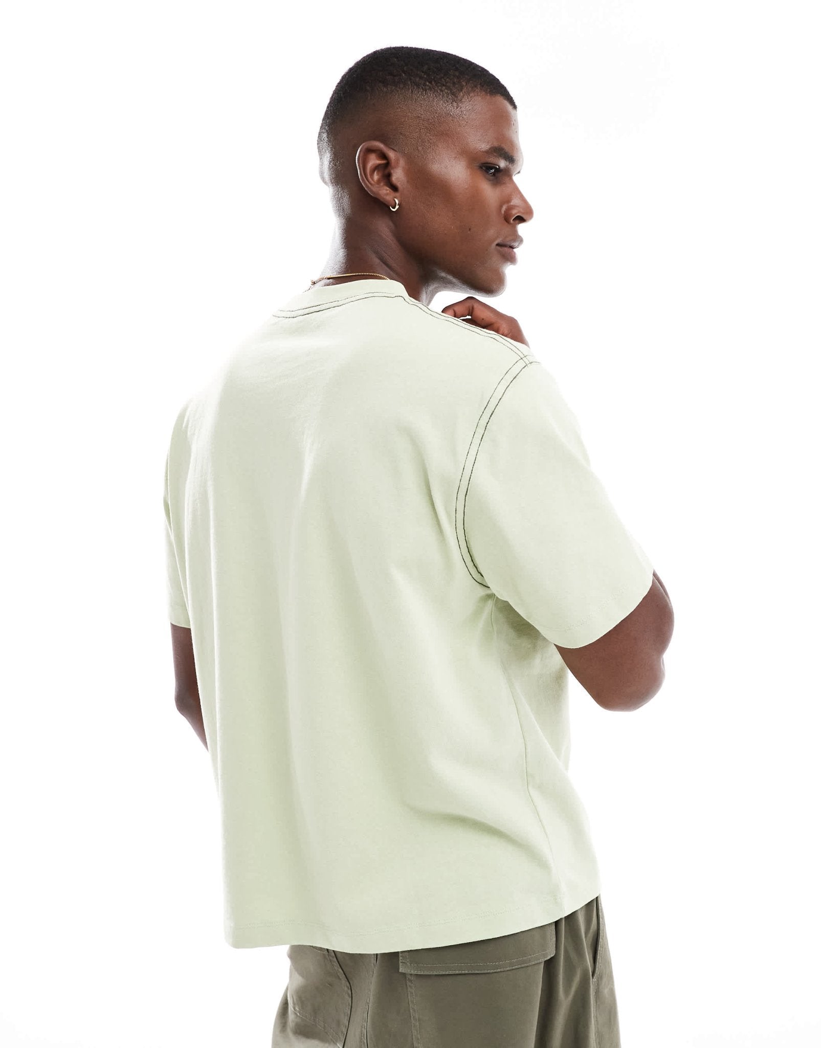 ASOS DESIGN heavyweight boxy boxy oversized t-shirt with text embroidery in washed green - ASOS Sample Sale