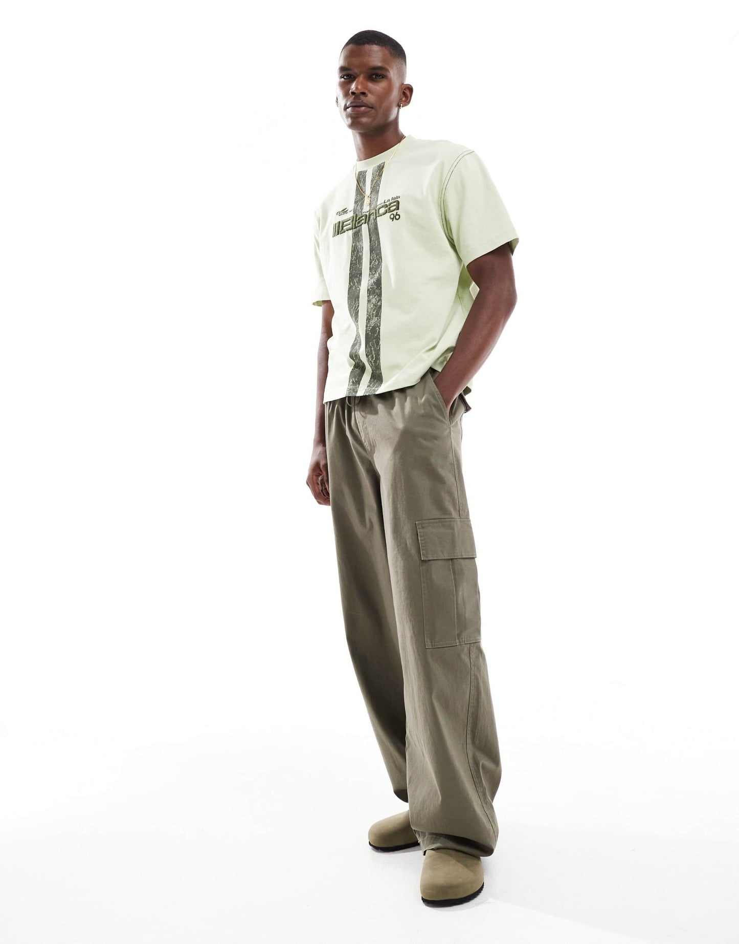 ASOS DESIGN heavyweight boxy boxy oversized t-shirt with text embroidery in washed green - ASOS Sample Sale