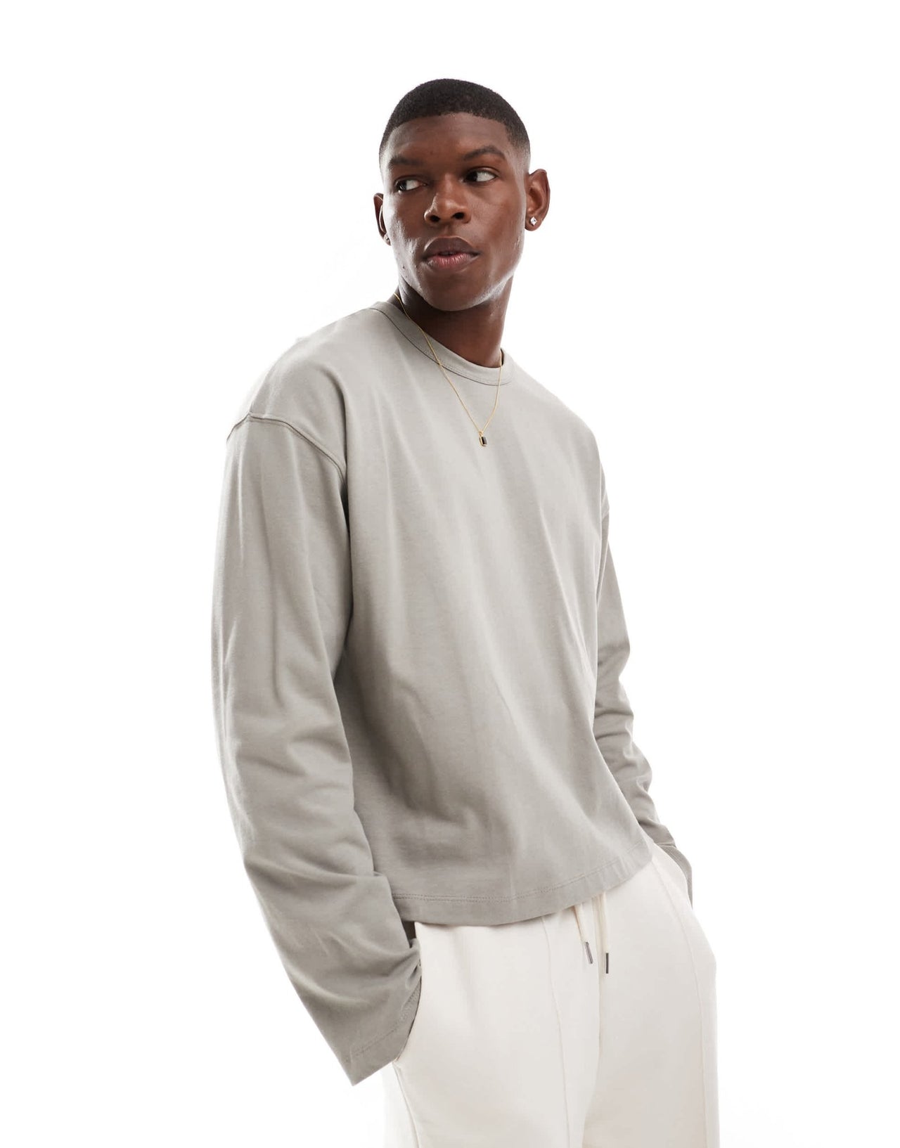ASOS DESIGN heavyweight boxy oversized long sleeve t-shirt in khaki - ASOS Sample Sale